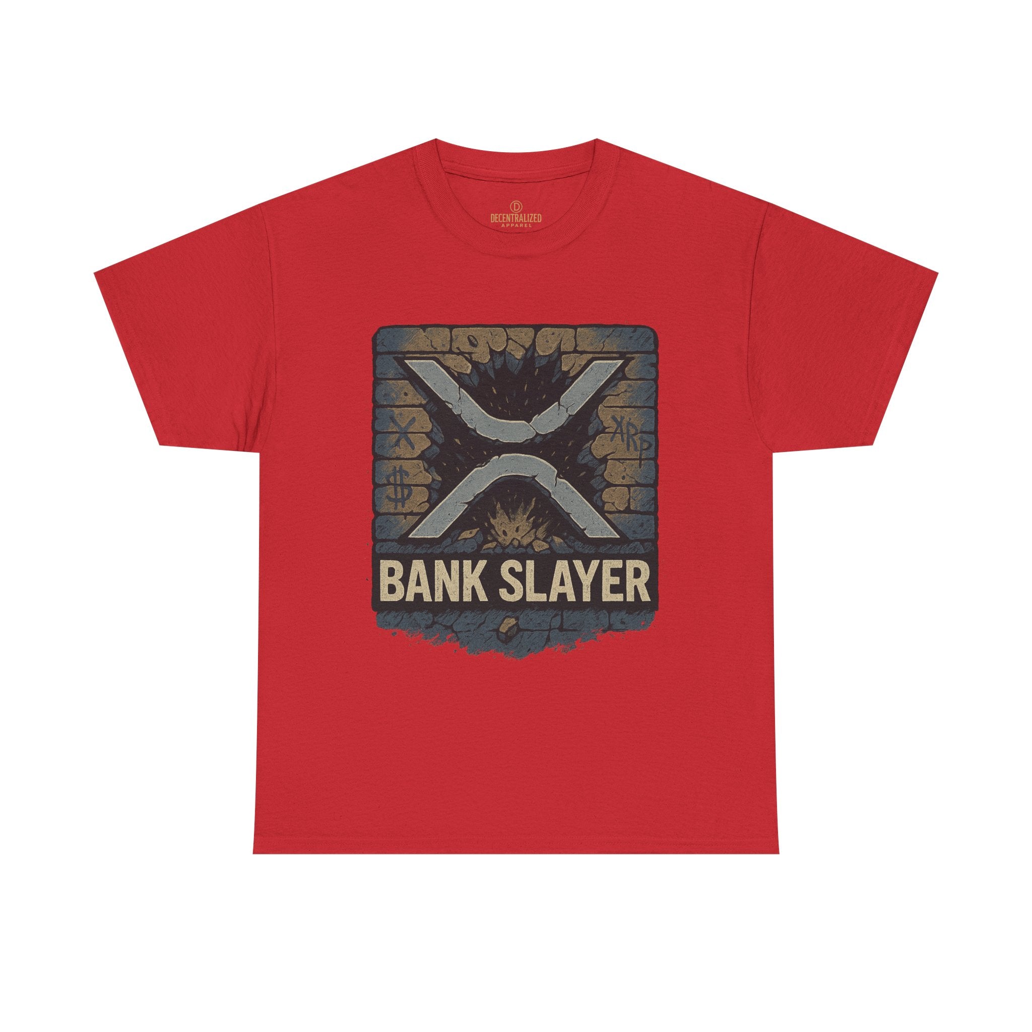 Bank Slayer T‑Shirt — Retro Grunge Crypto XRP Design