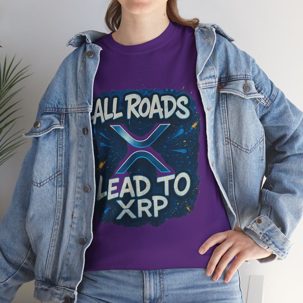 XRP Crypto T-Shirt — "All Roads Lead to XRP" Graphic Tee
