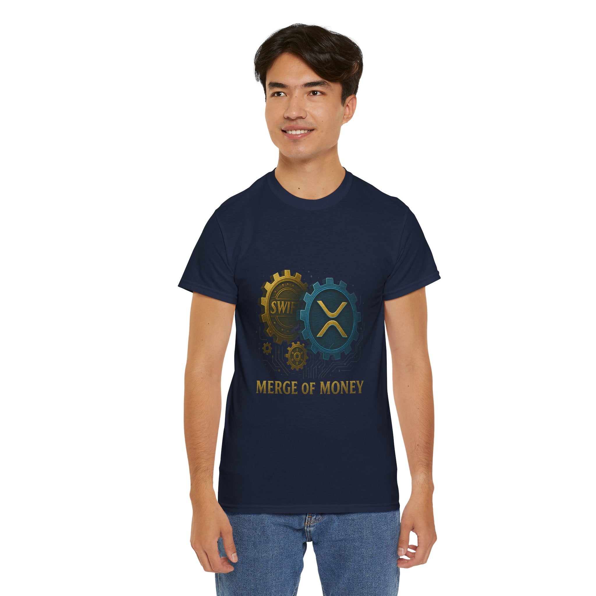 Merge of Money Tee - Cryptocurrency Gears XRP & SWI Crypto T-Shirt