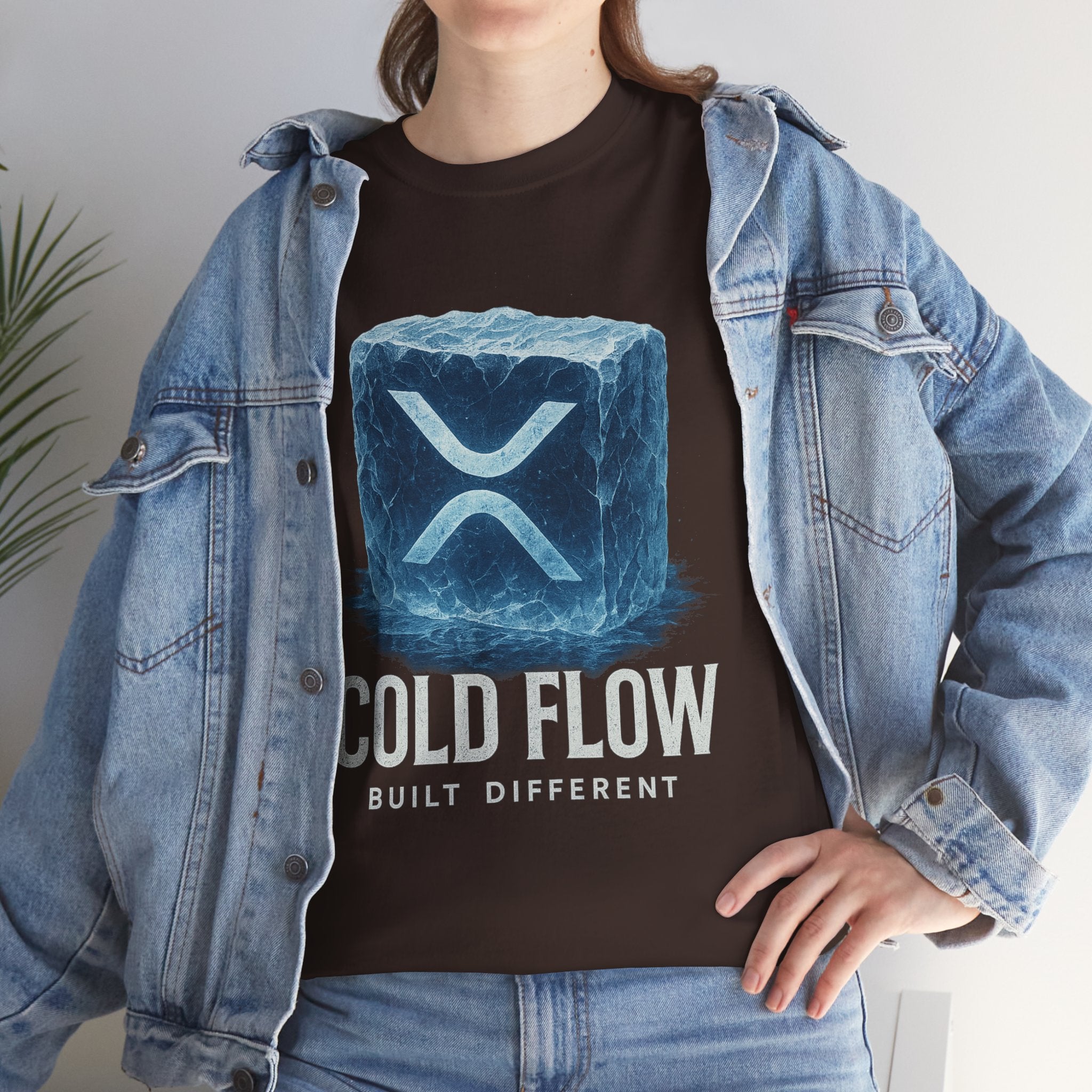 Cold Flow Ripple Logo T‑Shirt — 'Cold Flow: Built Different' Ice Cube Design