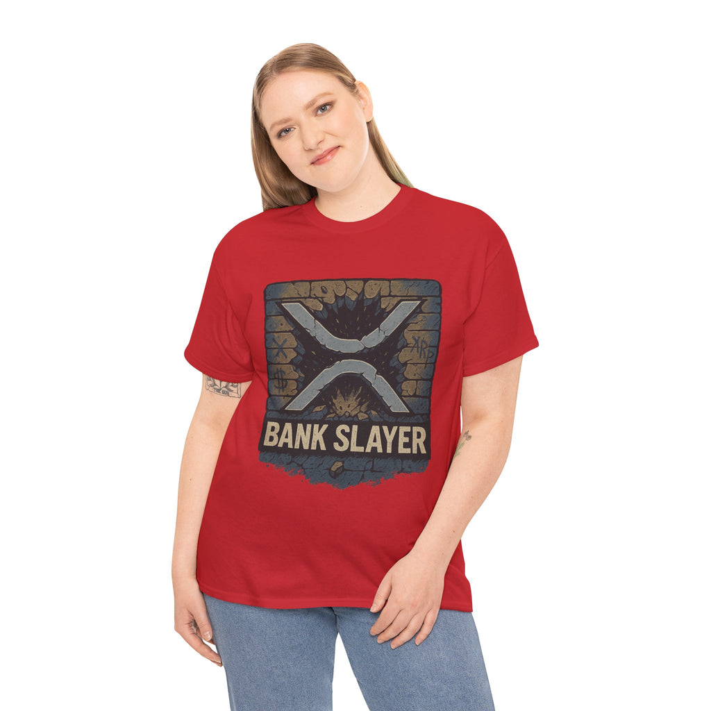 Bank Slayer T‑Shirt — Retro Grunge Crypto XRP Design