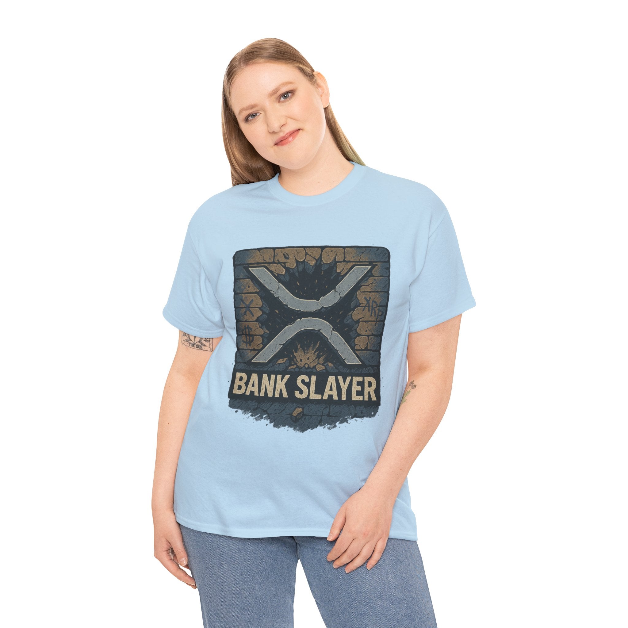 Bank Slayer T‑Shirt — Retro Grunge Crypto XRP Design