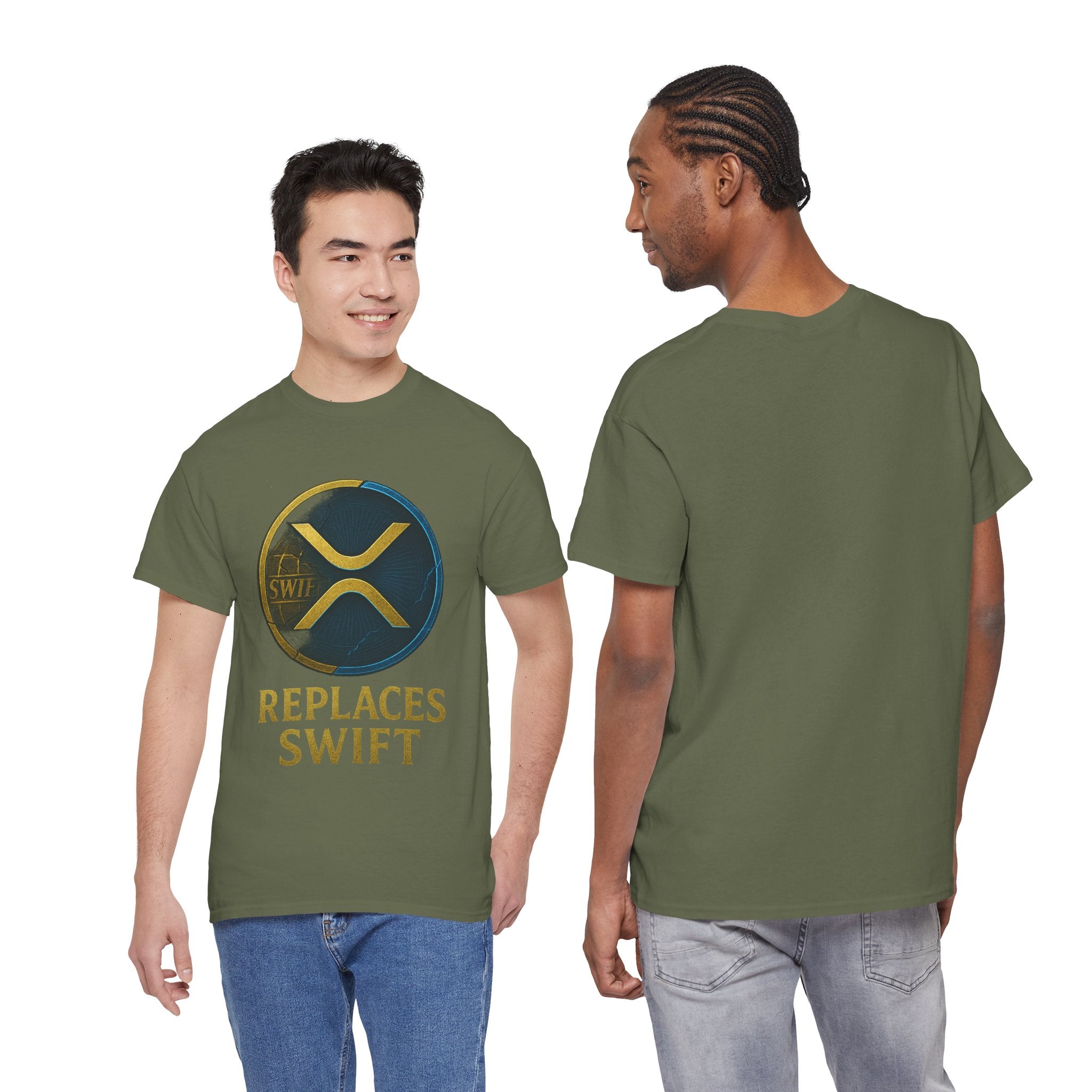 XRP 'Replaces Swift' Cotton Tee — Crypto Ripple Logo T-Shirt