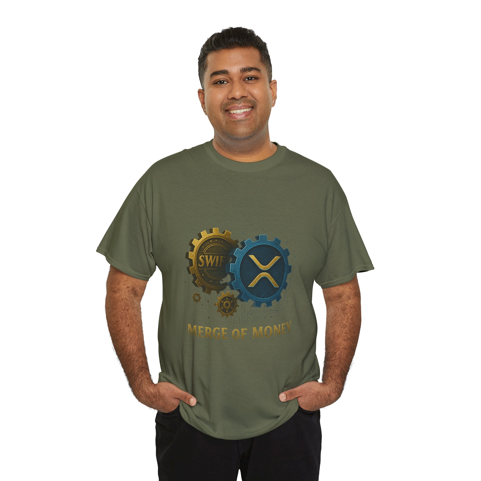 Merge of Money Tee - Cryptocurrency Gears XRP & SWI Crypto T-Shirt
