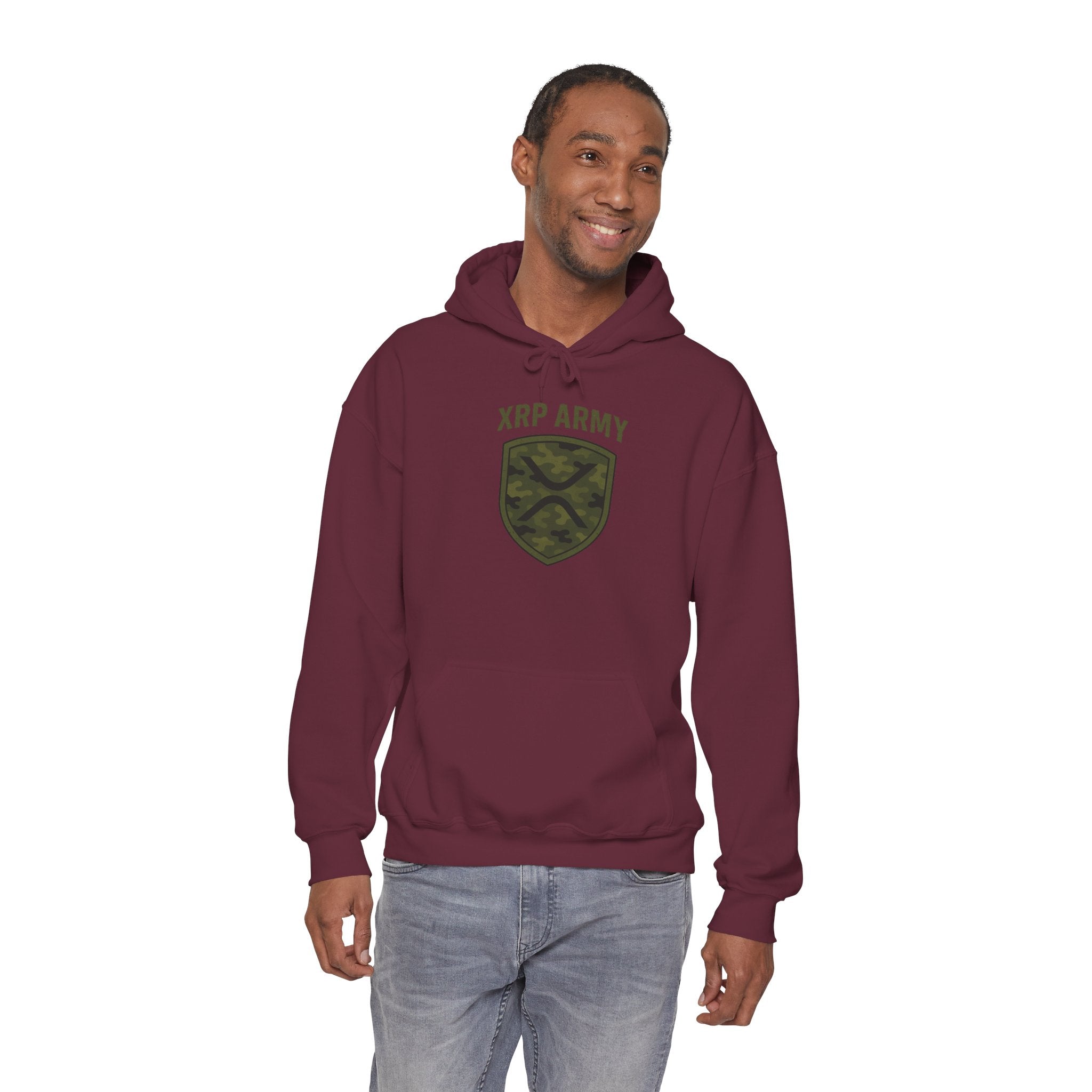 XRP Army Hoodie – Crypto Shield Camouflage Sweatshirt