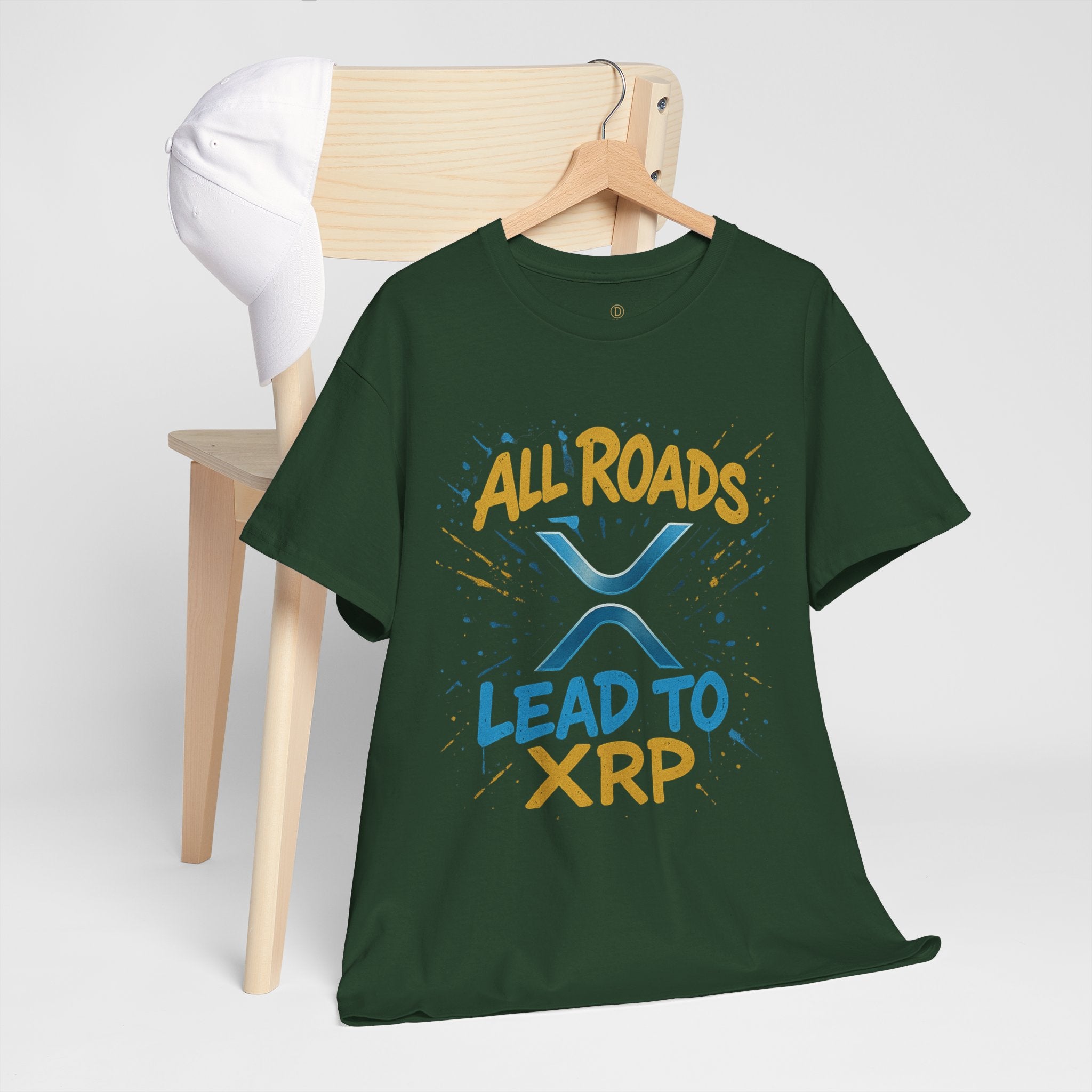 XRP Crypto Tee — "All Roads Lead to XRP" Casual Cryptocurrency Shirt