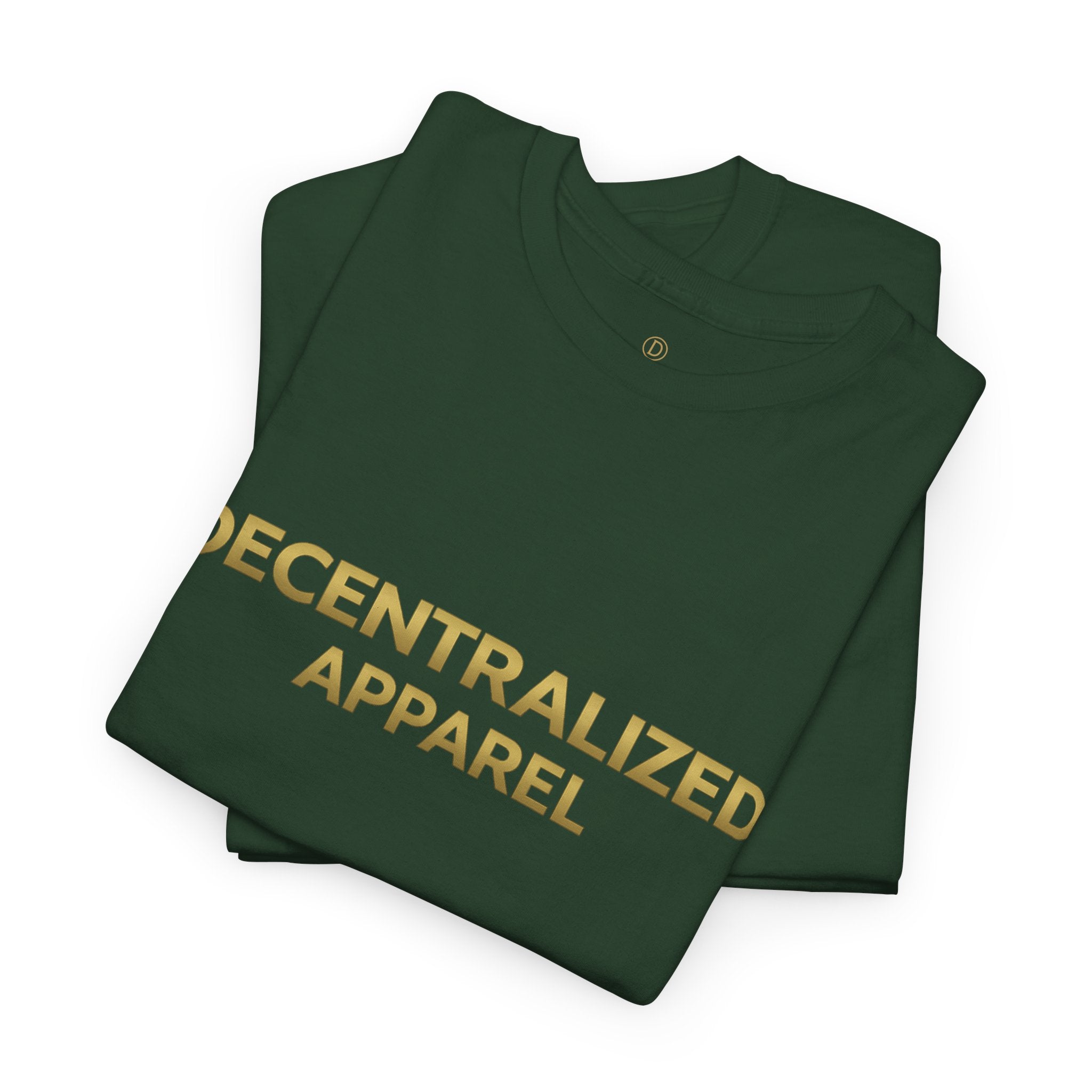 Decentralized Apparel T‑Shirt — Minimal Gold Logo Tee