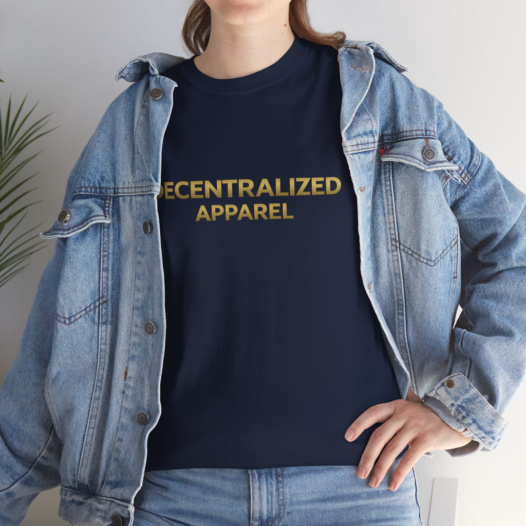 Decentralized Apparel T‑Shirt — Minimal Gold Logo Tee