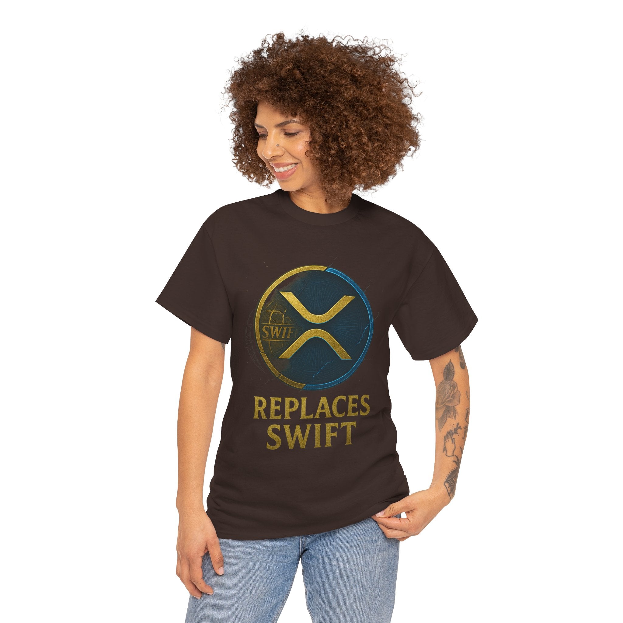 XRP 'Replaces Swift' Cotton Tee — Crypto Ripple Logo T-Shirt
