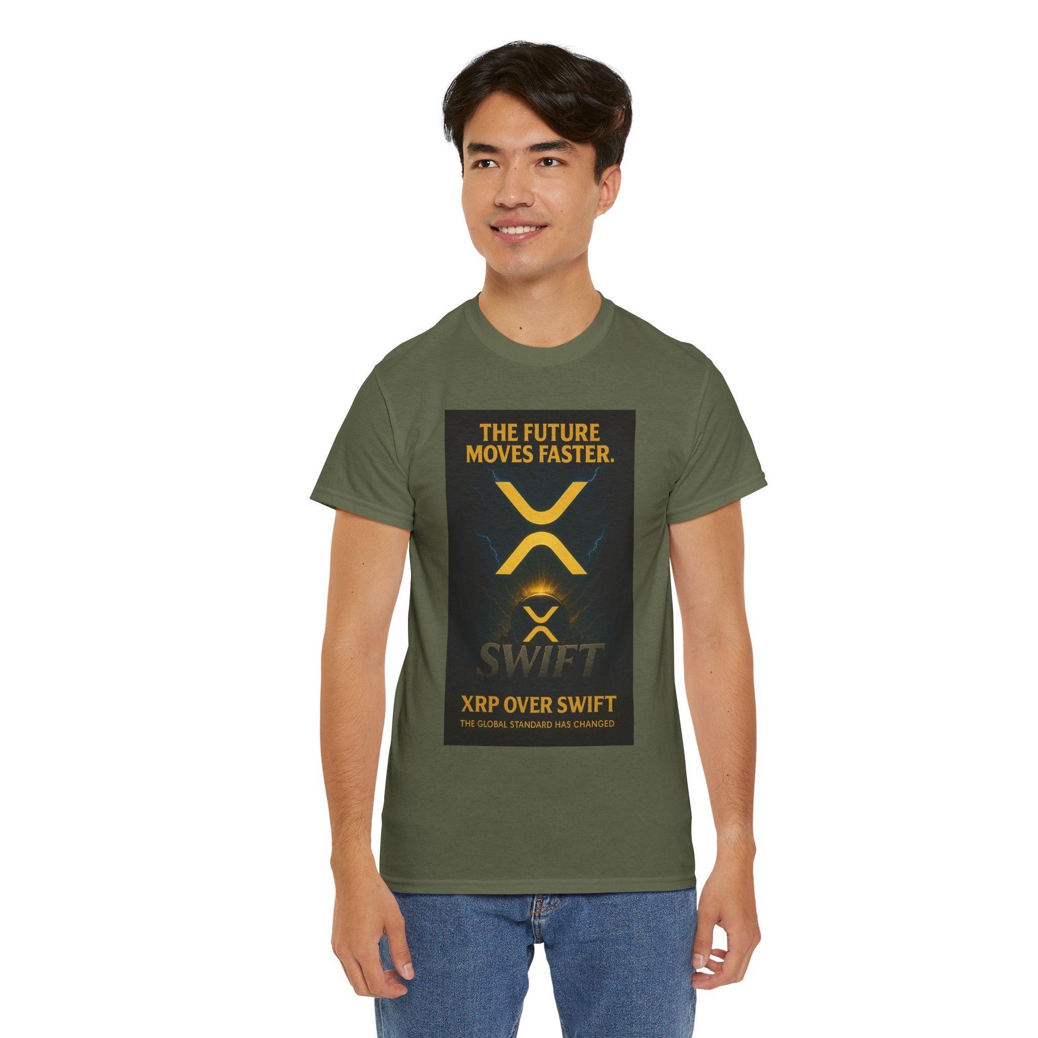 XRP Swift Crypto T-Shirt — “The Future Moves Faster” XRP Over Swift Tee