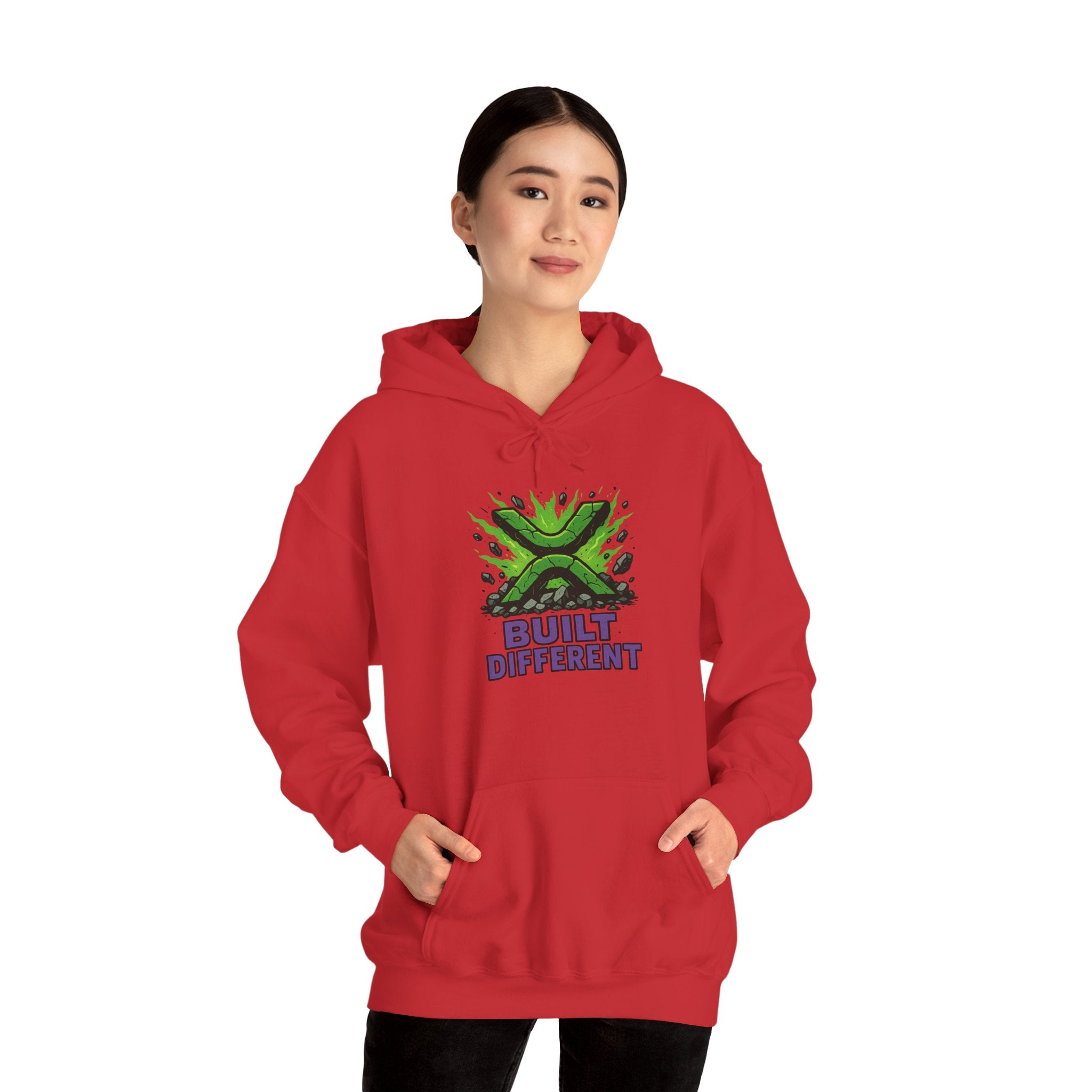 Built Different Hoodie — Graphic Green X Logo Pullover