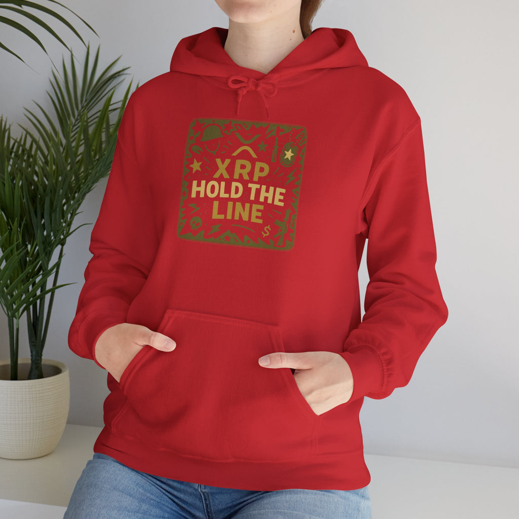 XRP Hold The Line Hoodie — Crypto Supporter Graphic Hooded Sweatshirt