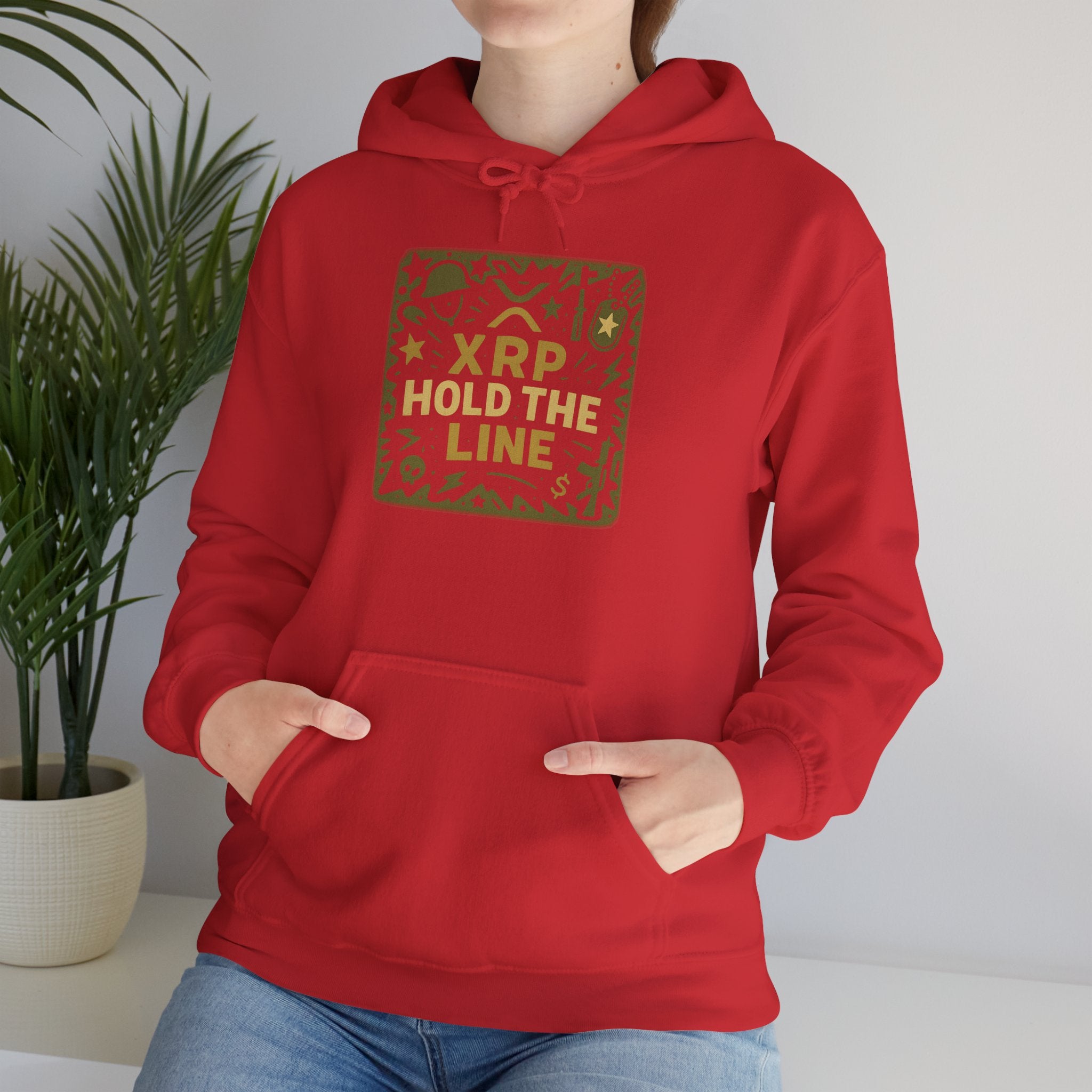 XRP Hold The Line Hoodie — Crypto Supporter Graphic Hooded Sweatshirt