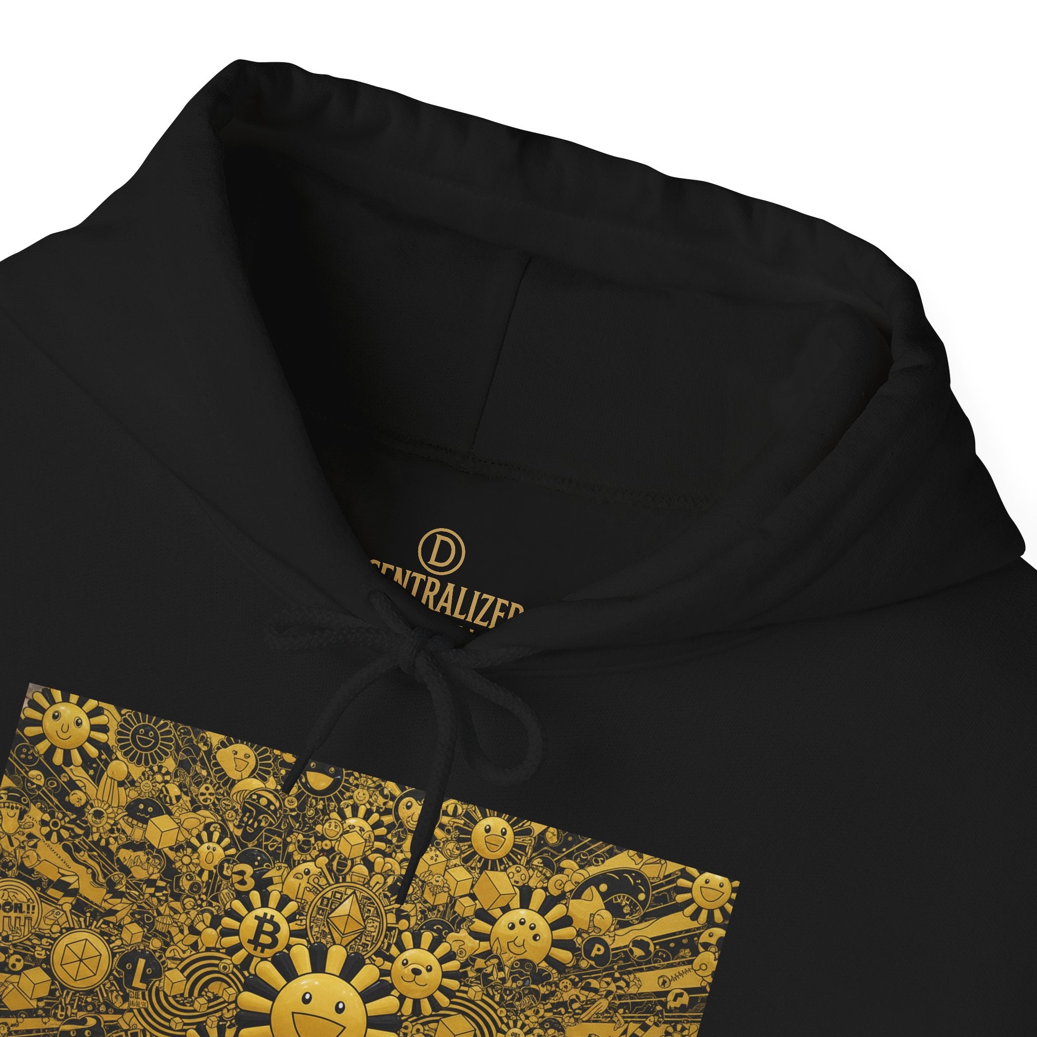 Solar Mandala Hoodie — Golden Sunburst Graphic Pullover