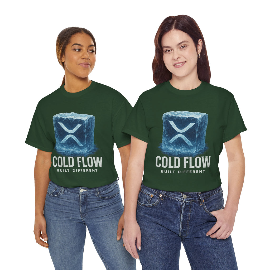 Cold Flow Ripple Logo T‑Shirt — 'Cold Flow: Built Different' Ice Cube Design