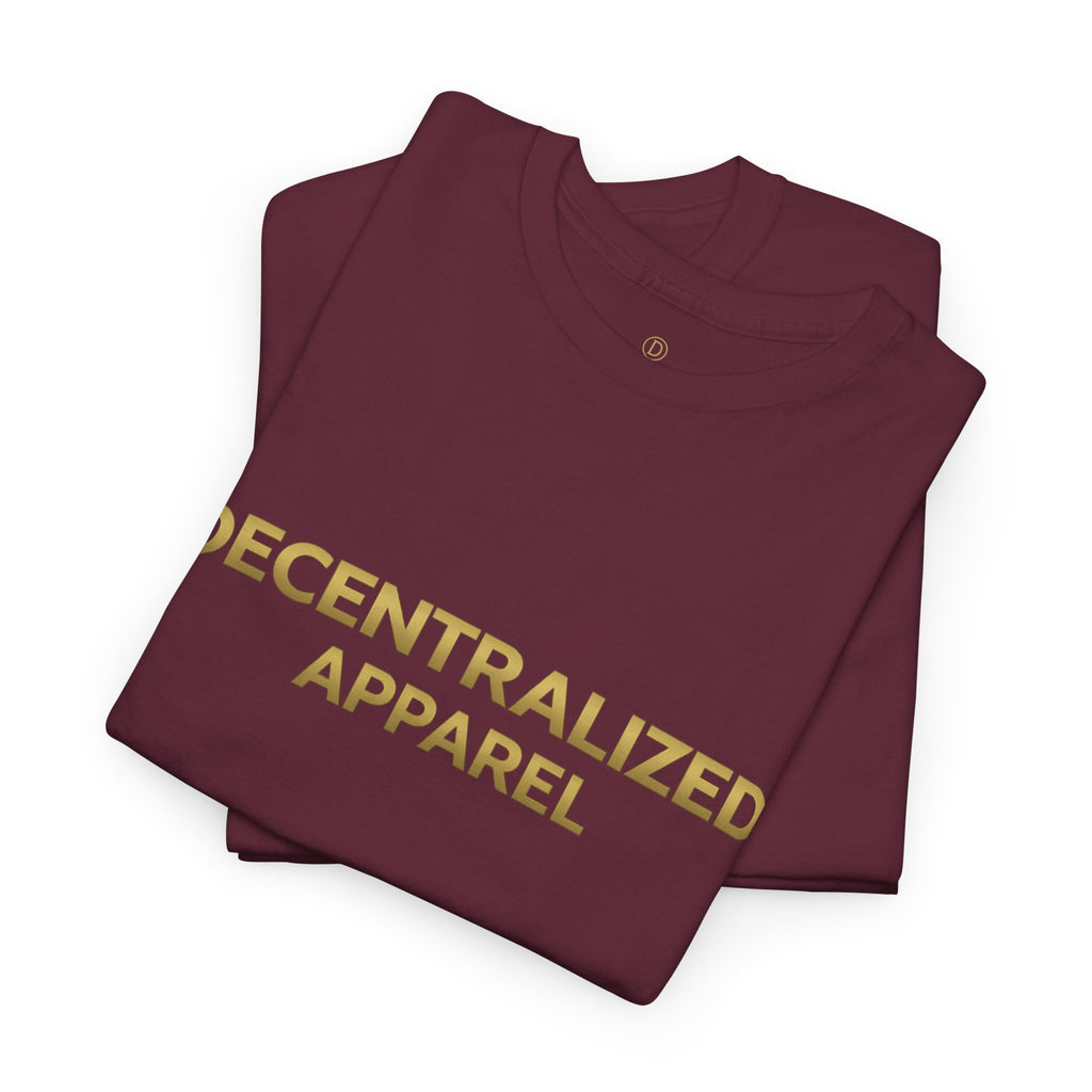 Decentralized Apparel T‑Shirt — Minimal Gold Logo Tee