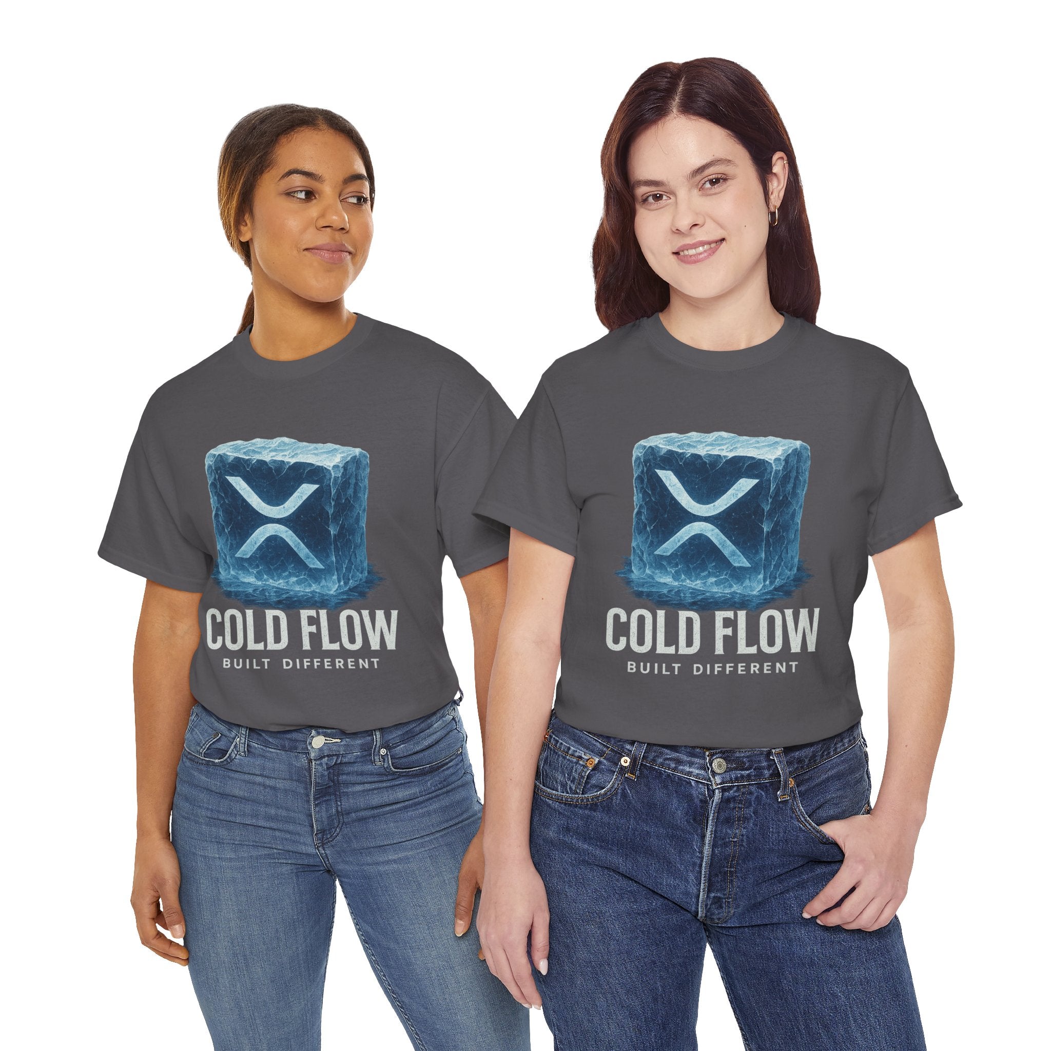 Cold Flow Ripple Logo T‑Shirt — 'Cold Flow: Built Different' Ice Cube Design