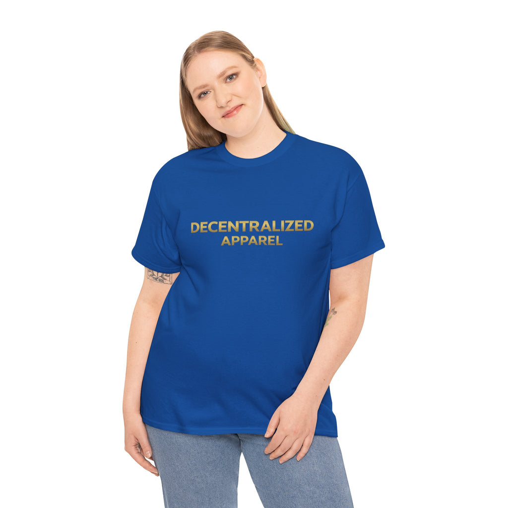 Decentralized Apparel T‑Shirt — Minimal Gold Logo Tee