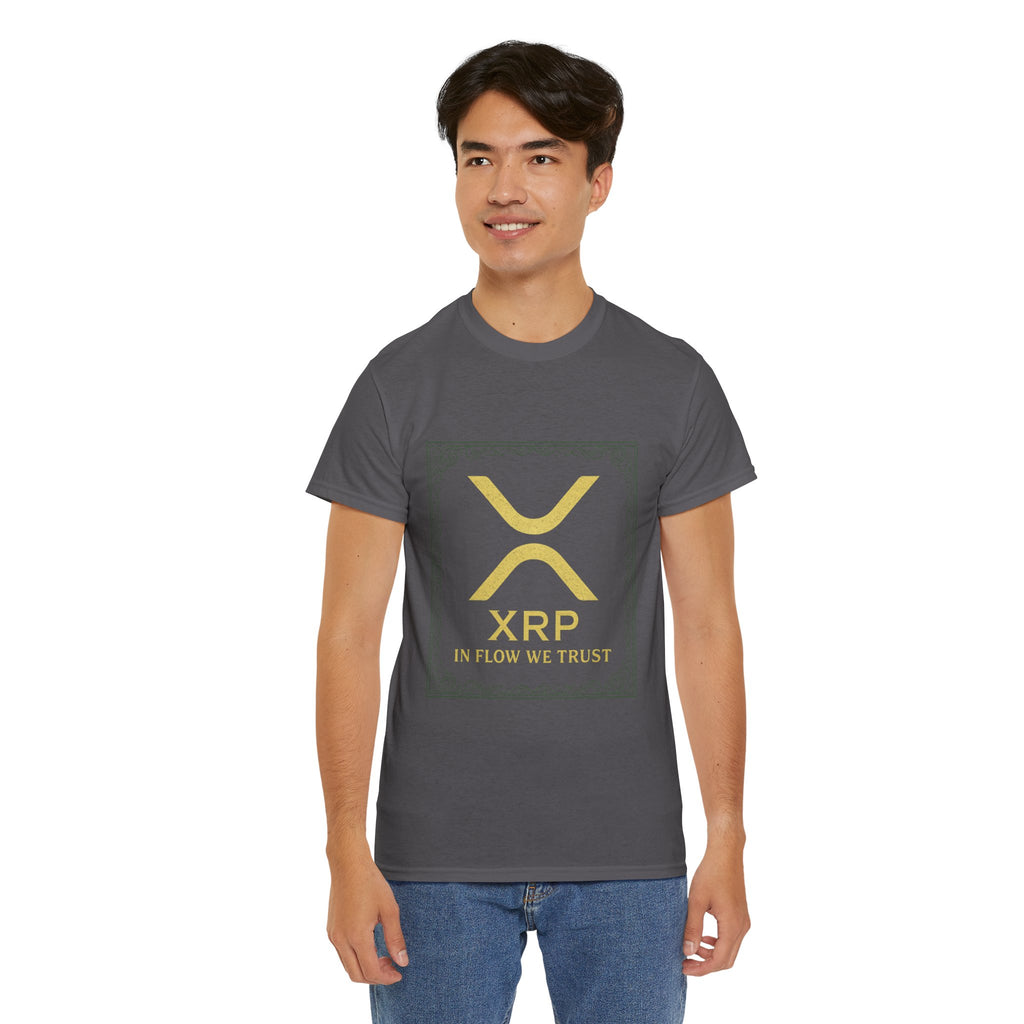 XRP Logo T-Shirt — "In Flow We Trust" Crypto Tee for Ripple Fans