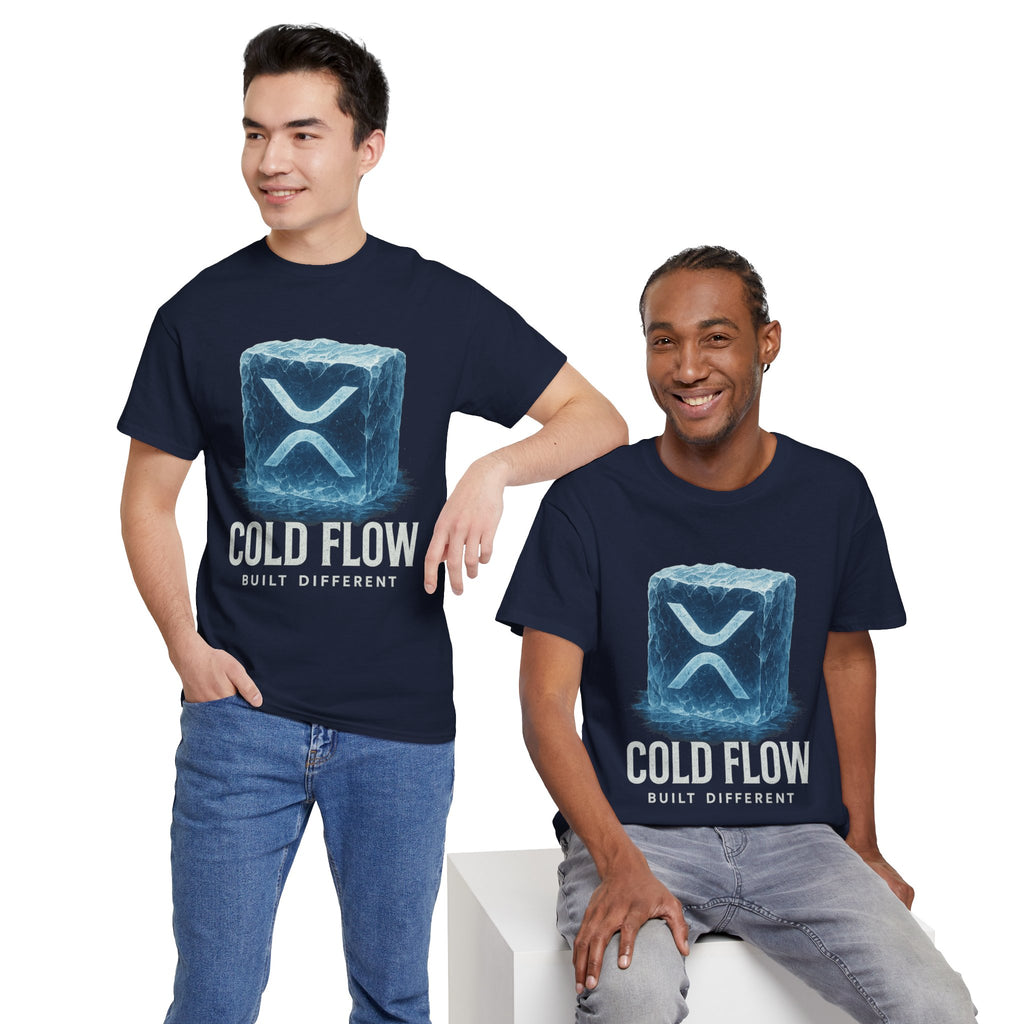 Cold Flow Ripple Logo T‑Shirt — 'Cold Flow: Built Different' Ice Cube Design