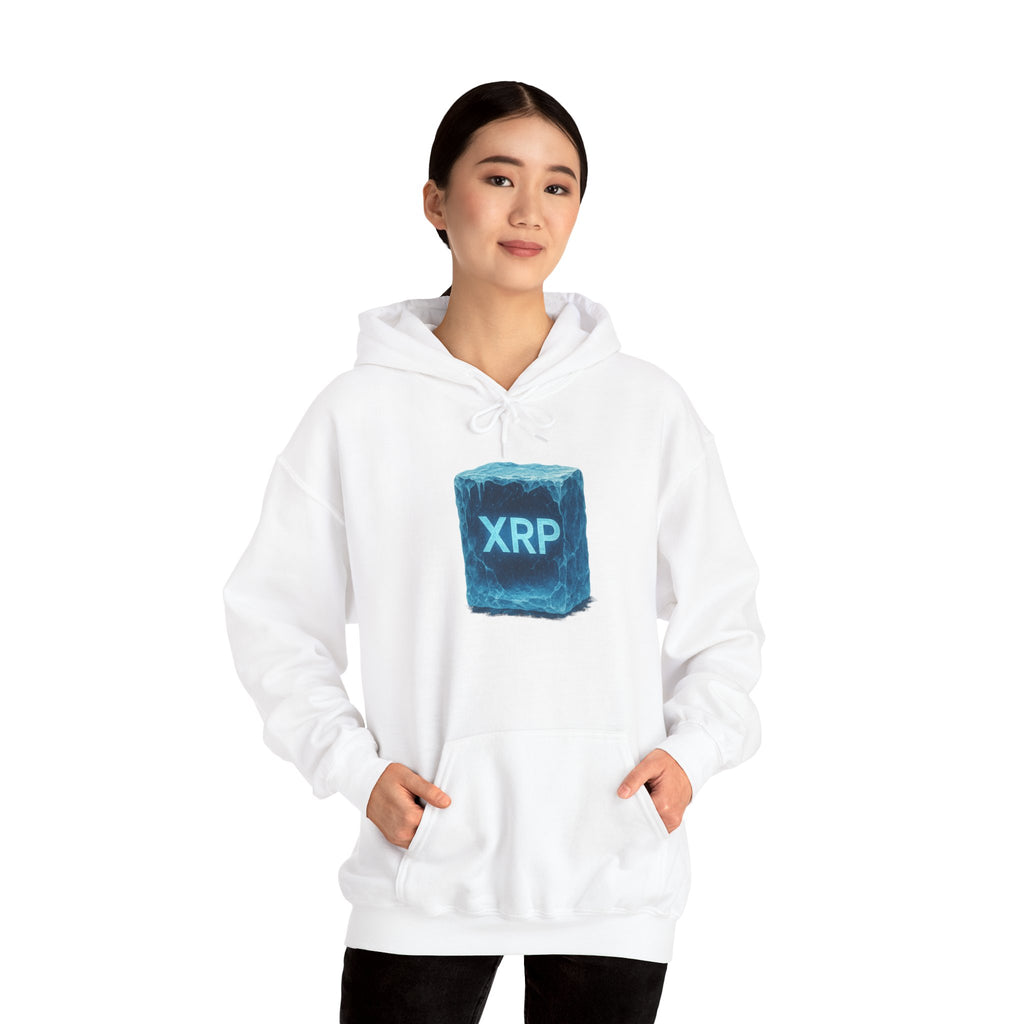 XRP Frozen Cube Hoodie — Crypto Ice Block Sweater for XRP Fans
