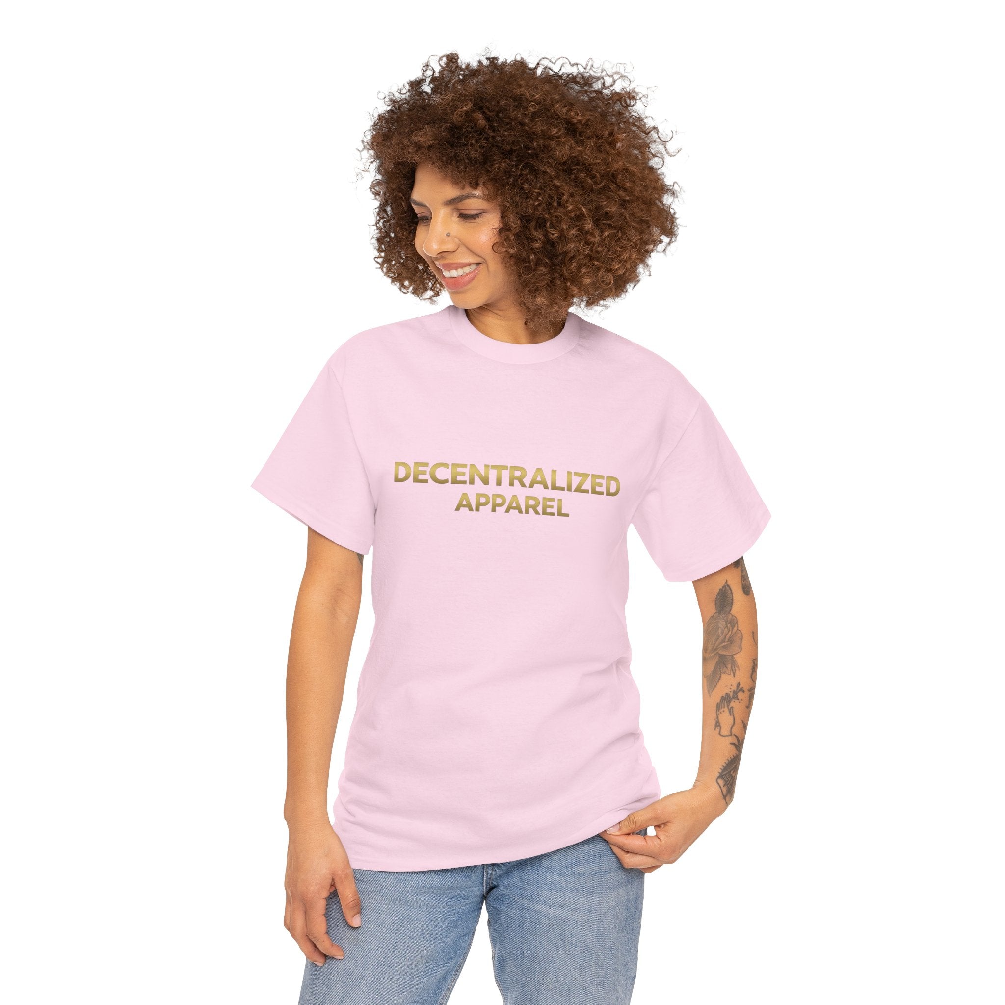 Decentralized Apparel T‑Shirt — Minimal Gold Logo Tee