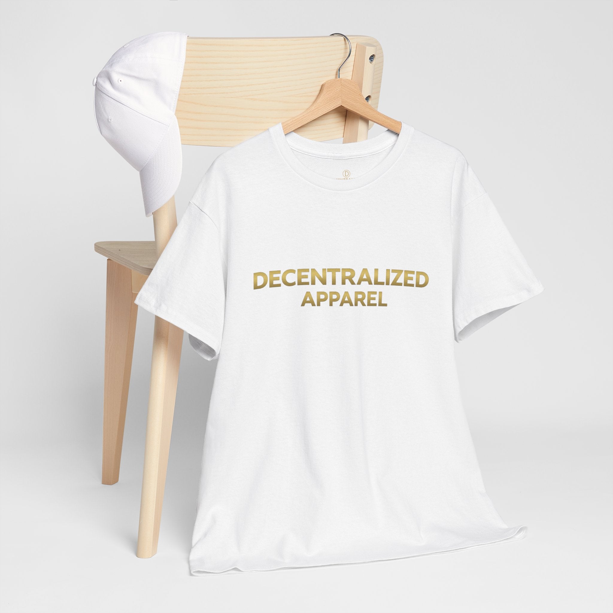 Decentralized Apparel T‑Shirt — Minimal Gold Logo Tee