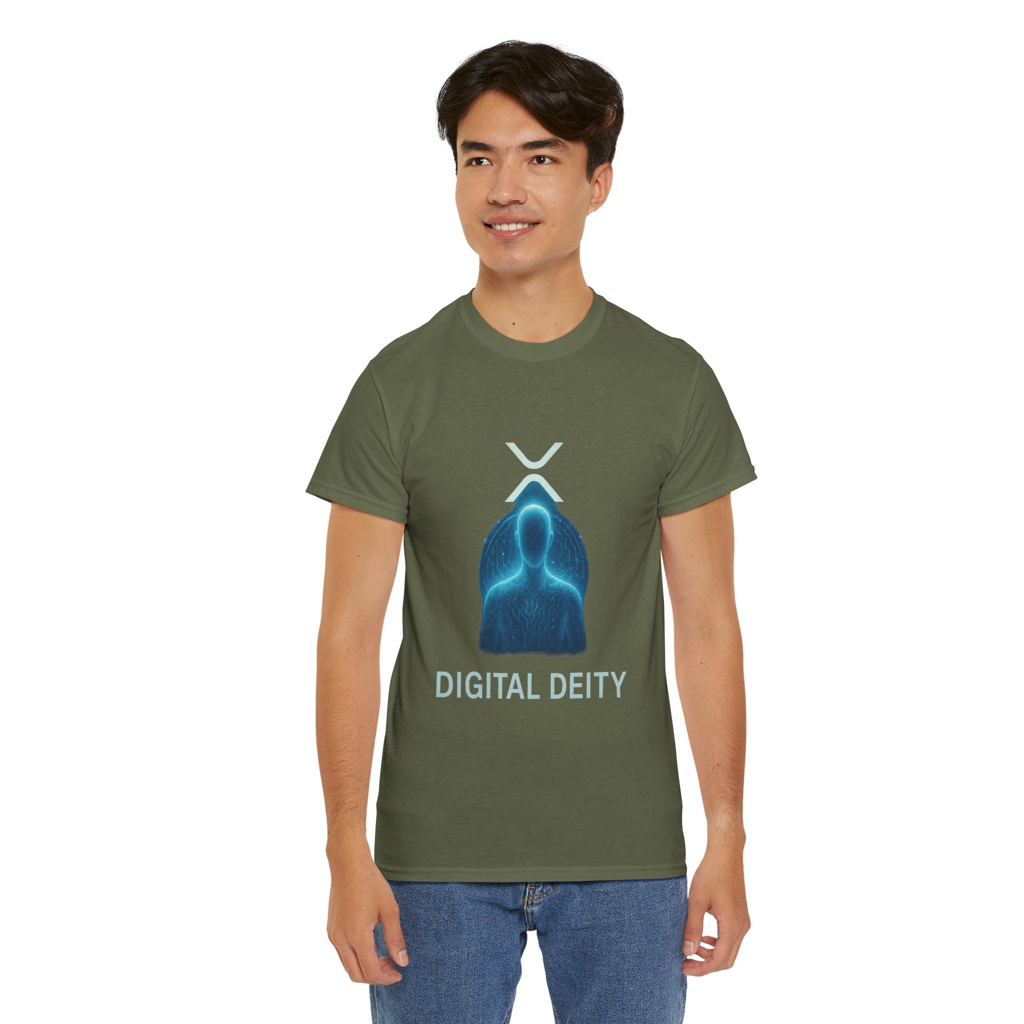 Digital Deity T‑Shirt — Futuristic Neon Tech Hoodie Tee