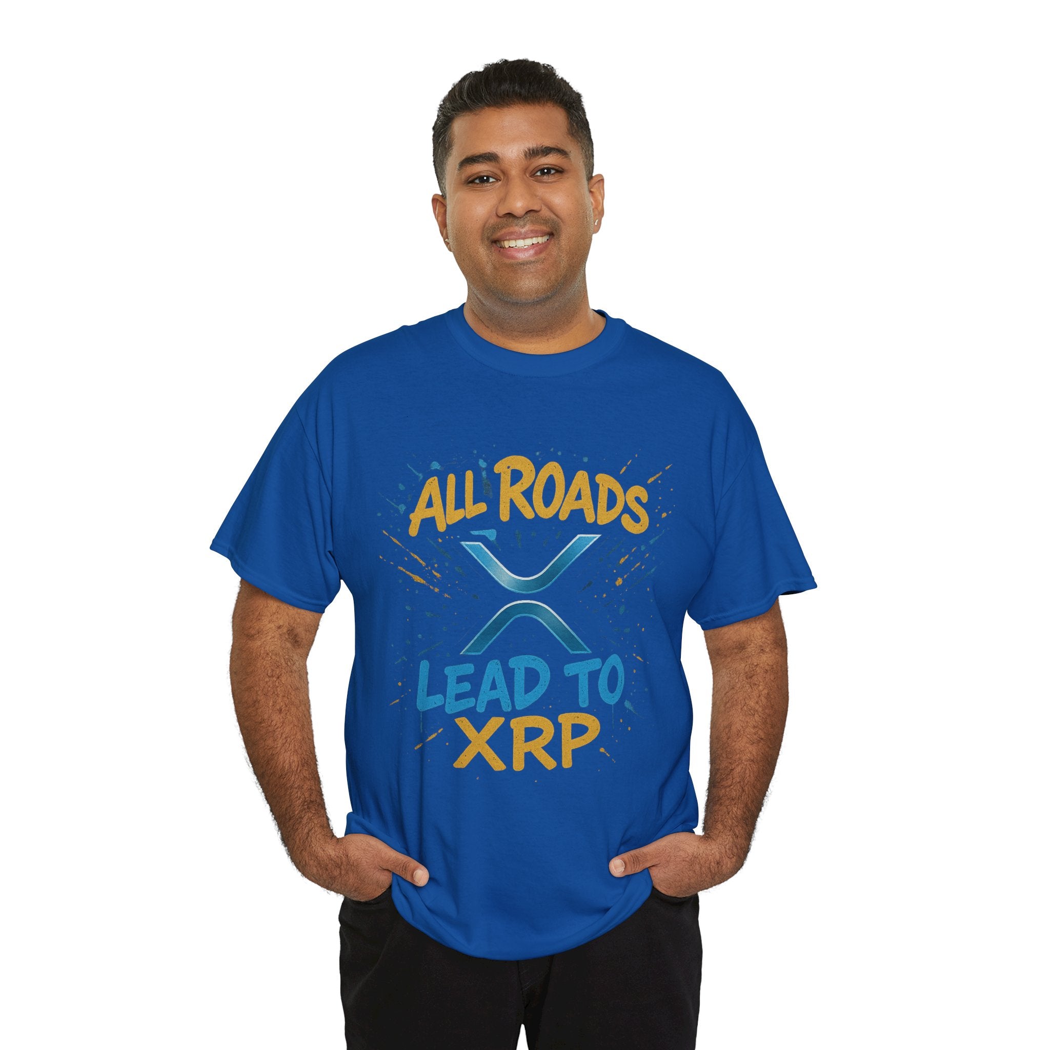 XRP Crypto Tee — "All Roads Lead to XRP" Casual Cryptocurrency Shirt