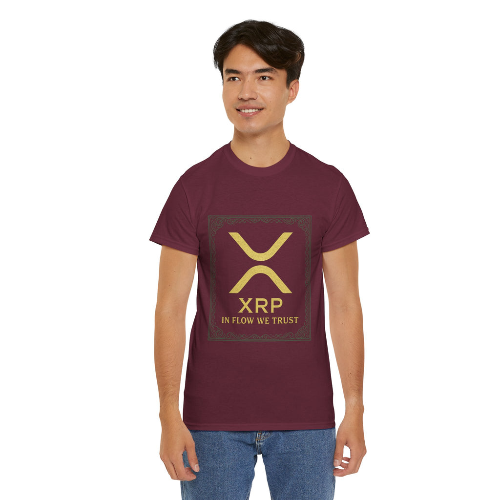 XRP Logo T-Shirt — "In Flow We Trust" Crypto Tee for Ripple Fans
