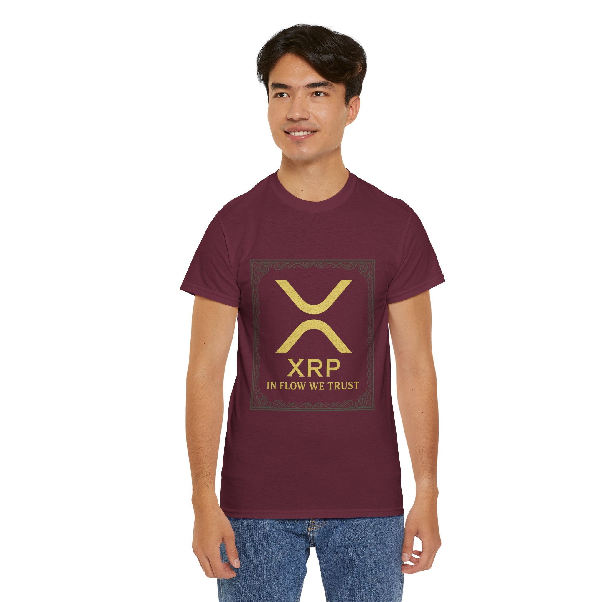 XRP Logo T-Shirt — "In Flow We Trust" Crypto Tee for Ripple Fans