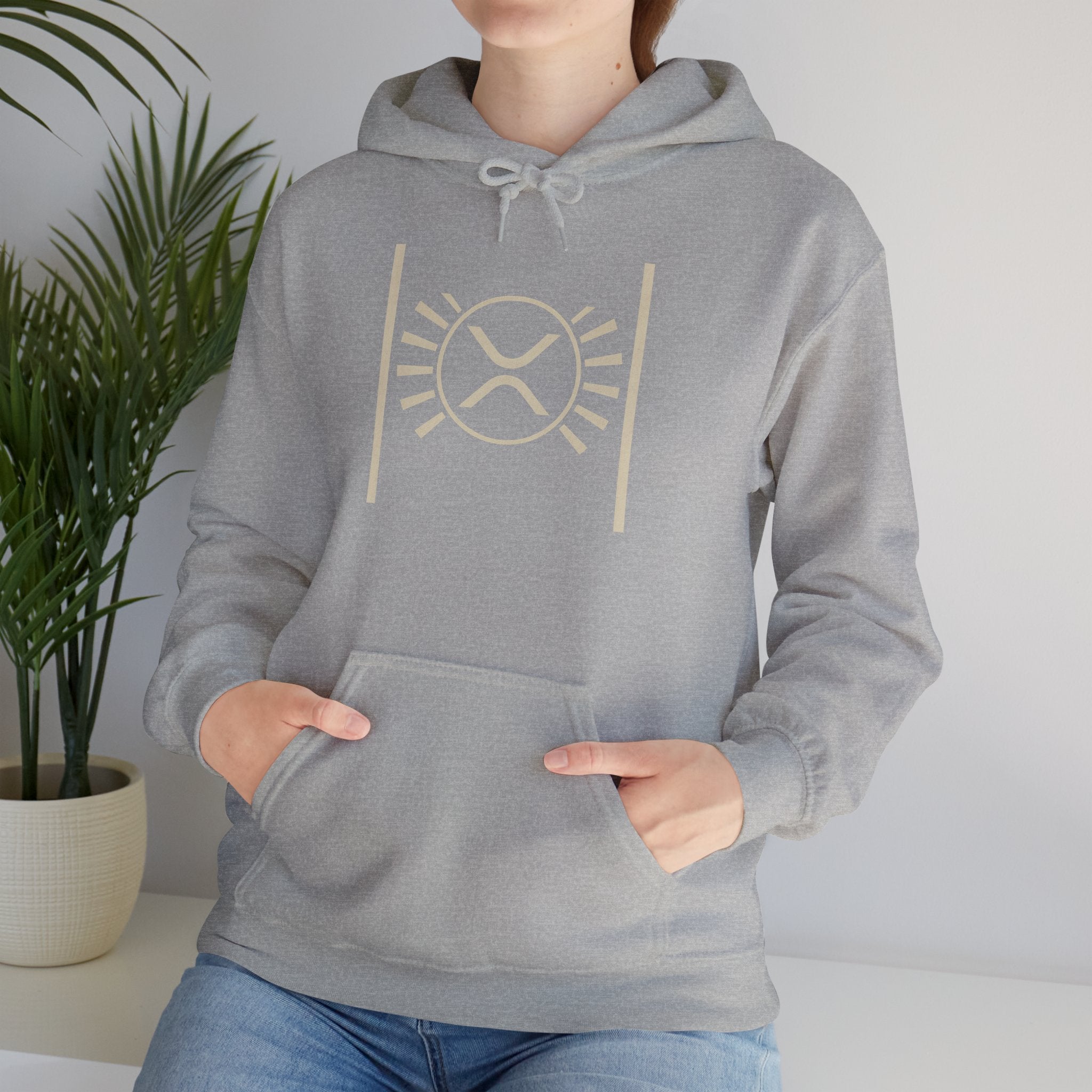XRP Minimalist Logo Hoodie — Crypto Sun Symbol Sweatshirt
