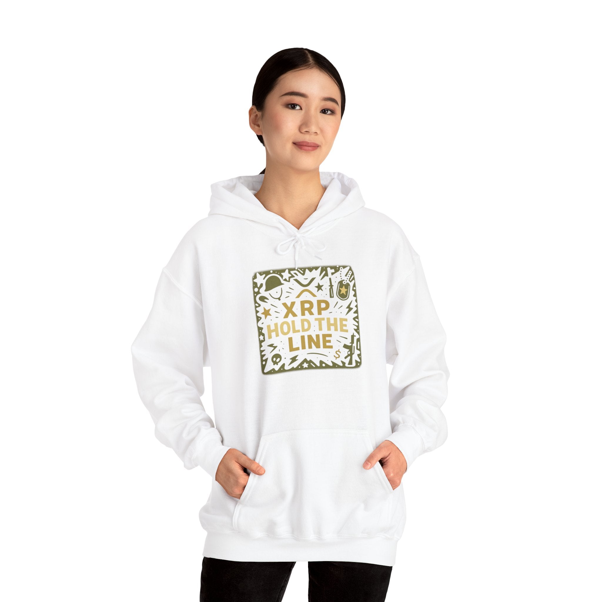 XRP Hold The Line Hoodie — Crypto Supporter Graphic Hooded Sweatshirt