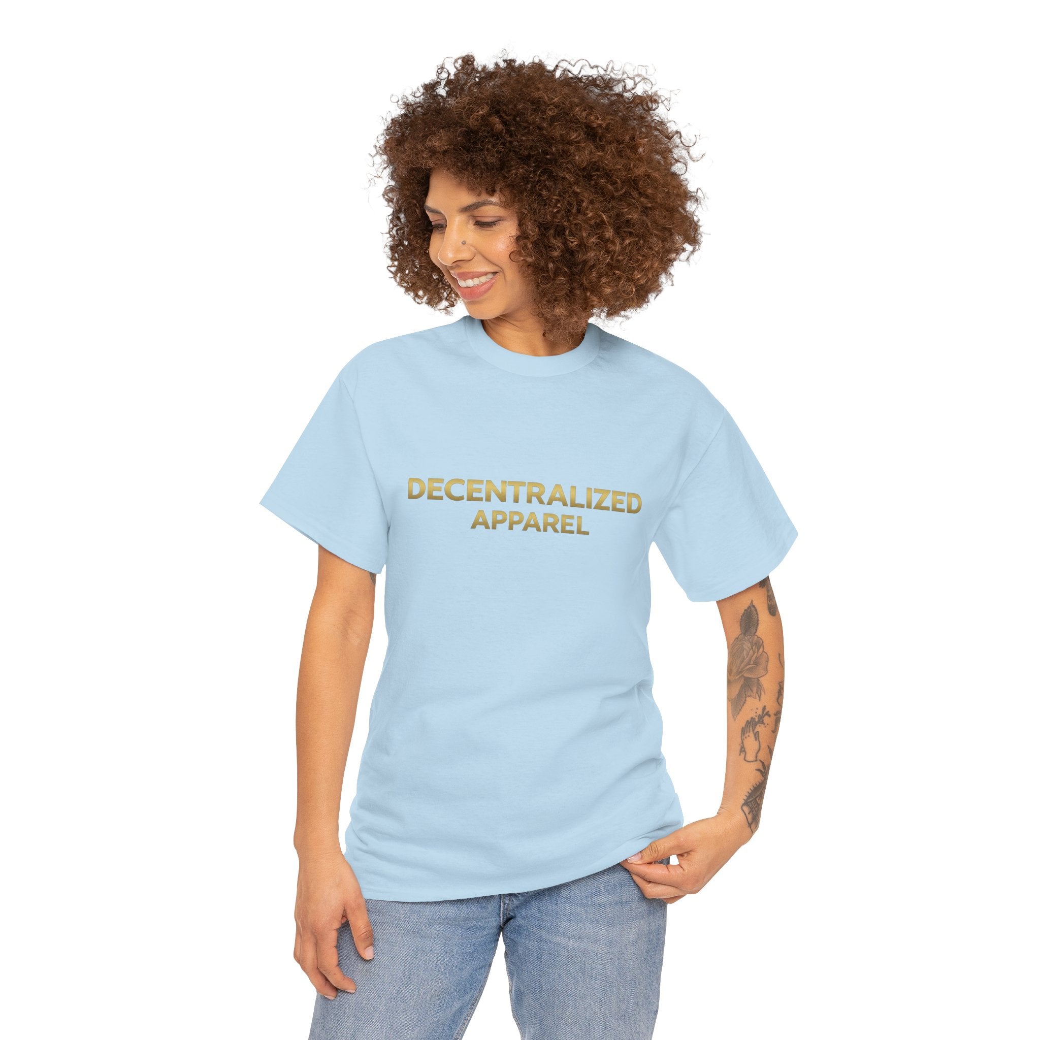 Decentralized Apparel T‑Shirt — Minimal Gold Logo Tee