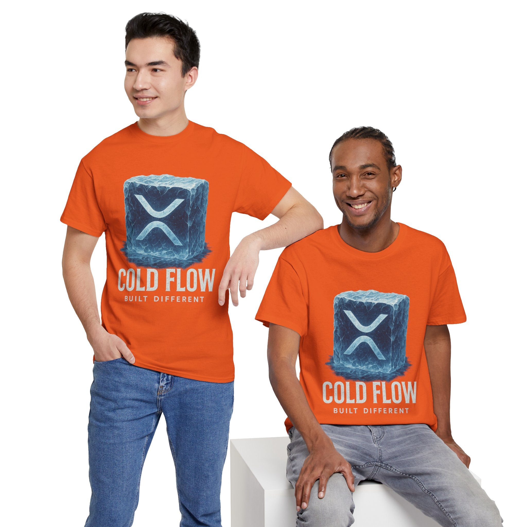 Cold Flow Ripple Logo T‑Shirt — 'Cold Flow: Built Different' Ice Cube Design