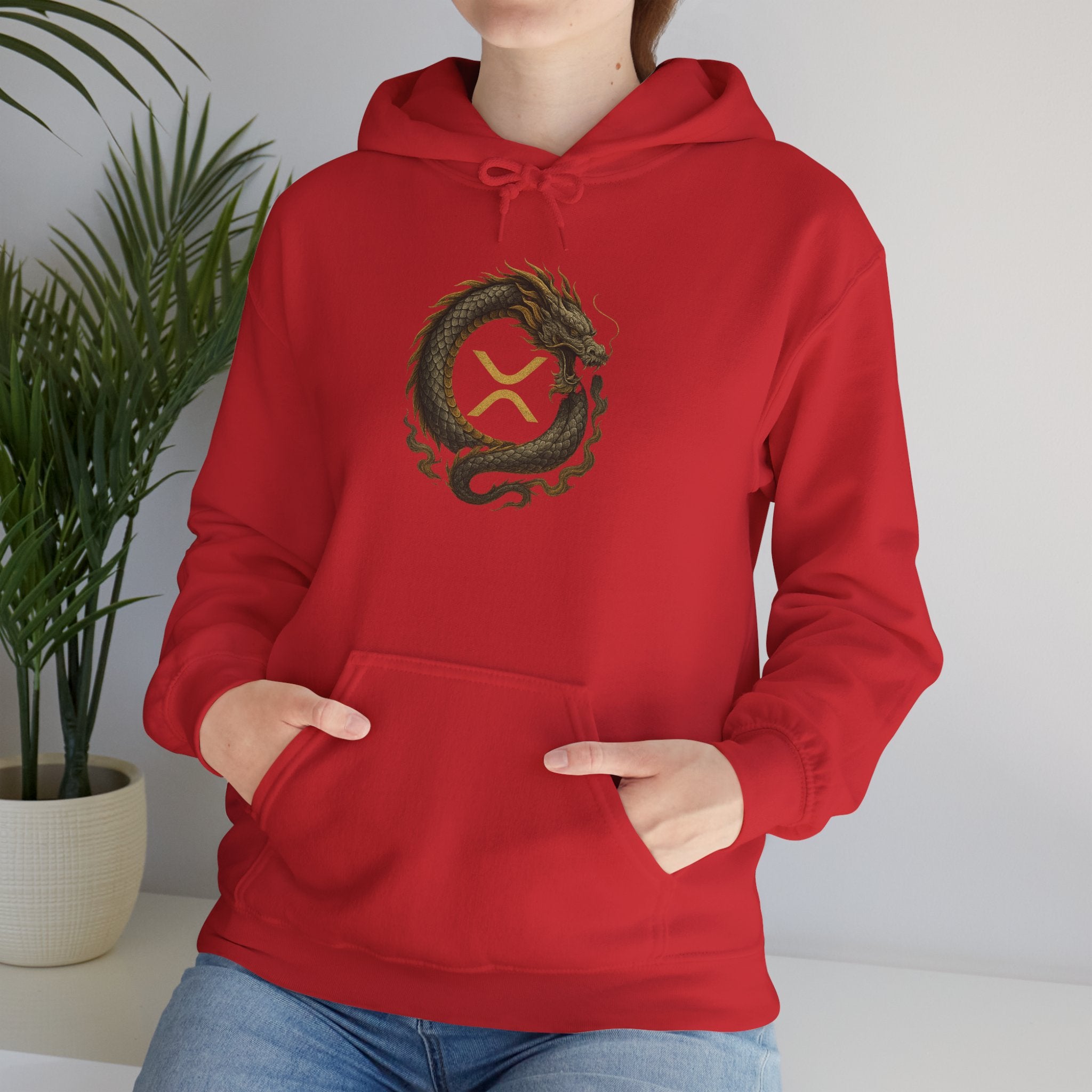 Dragon Ouroboros Hoodie with Ripple Rune — Mythic Symbol Pullover