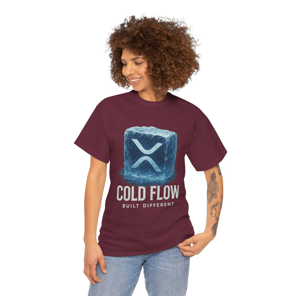 Cold Flow Ripple Logo T‑Shirt — 'Cold Flow: Built Different' Ice Cube Design