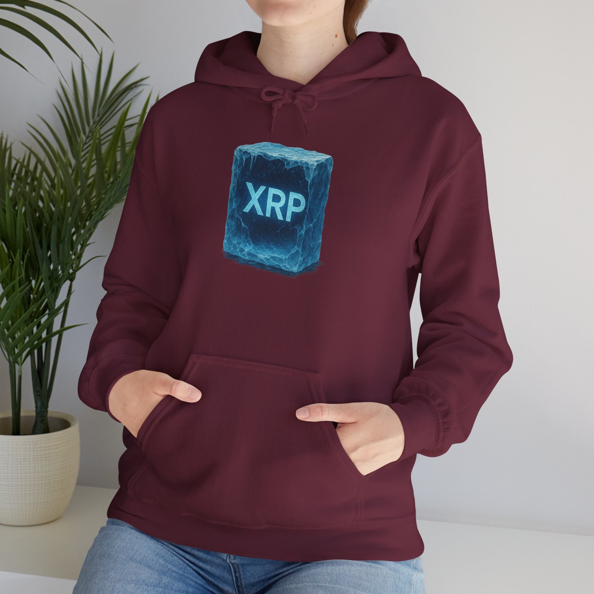 XRP Frozen Cube Hoodie — Crypto Ice Block Sweater for XRP Fans