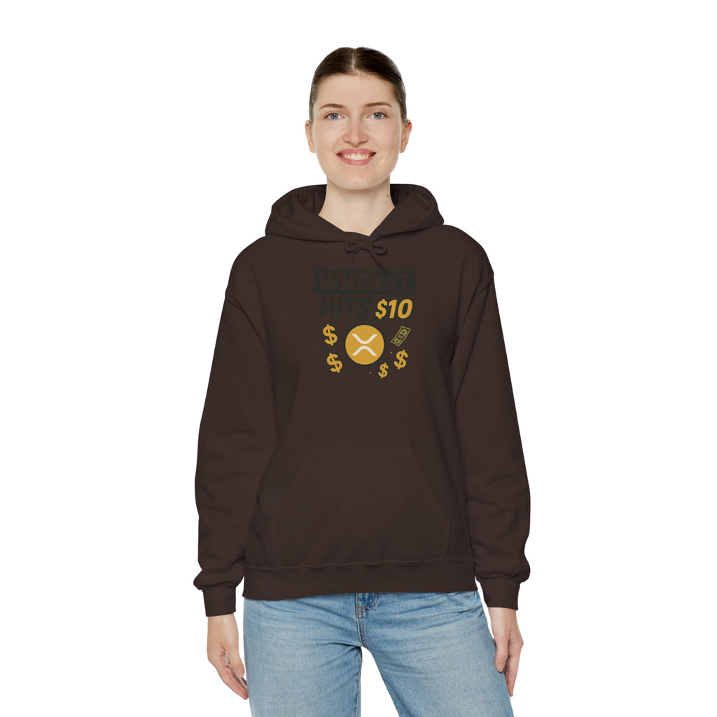 Crypto HODL Hoodie – "When It Hits 10" Funny XRP Coin Sweatshirt