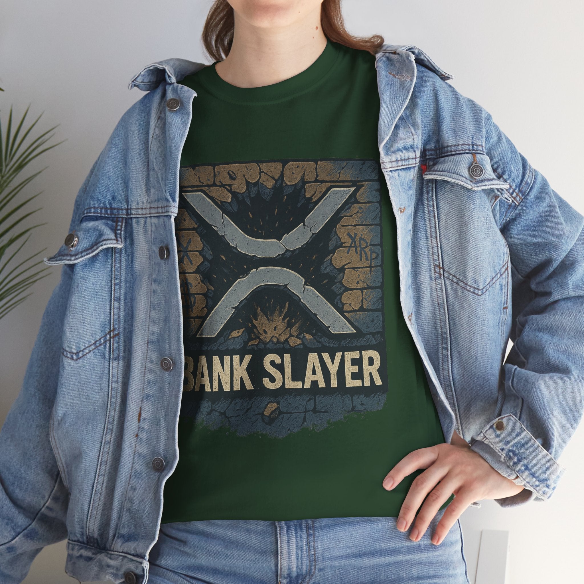 Bank Slayer T‑Shirt — Retro Grunge Crypto XRP Design