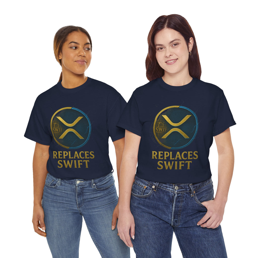 XRP 'Replaces Swift' Cotton Tee — Crypto Ripple Logo T-Shirt