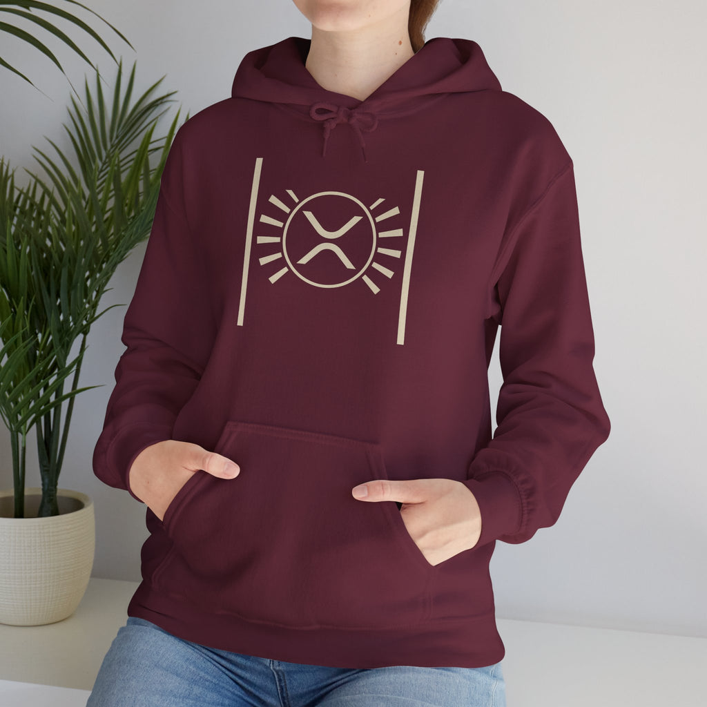 XRP Minimalist Logo Hoodie — Crypto Sun Symbol Sweatshirt