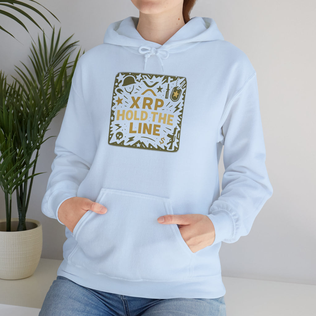 XRP Hold The Line Hoodie — Crypto Supporter Graphic Hooded Sweatshirt