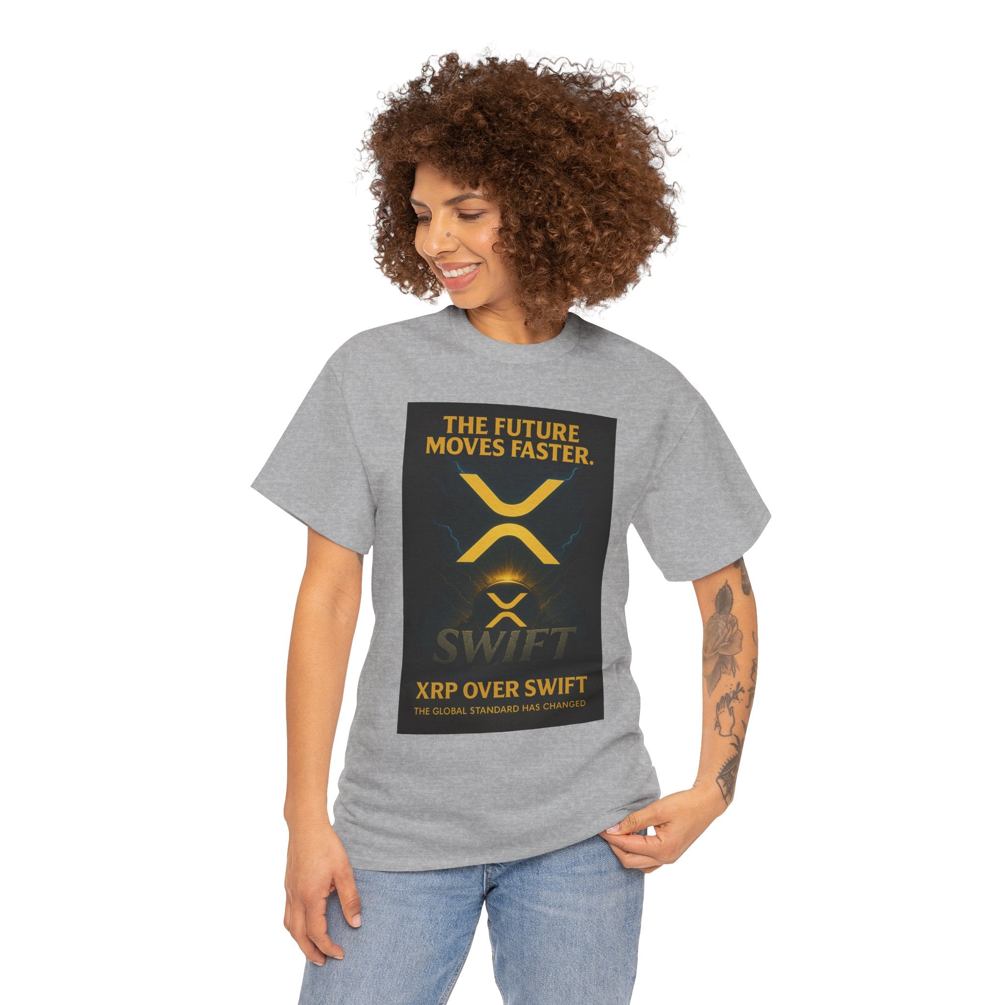 XRP Swift Crypto T-Shirt — “The Future Moves Faster” XRP Over Swift Tee