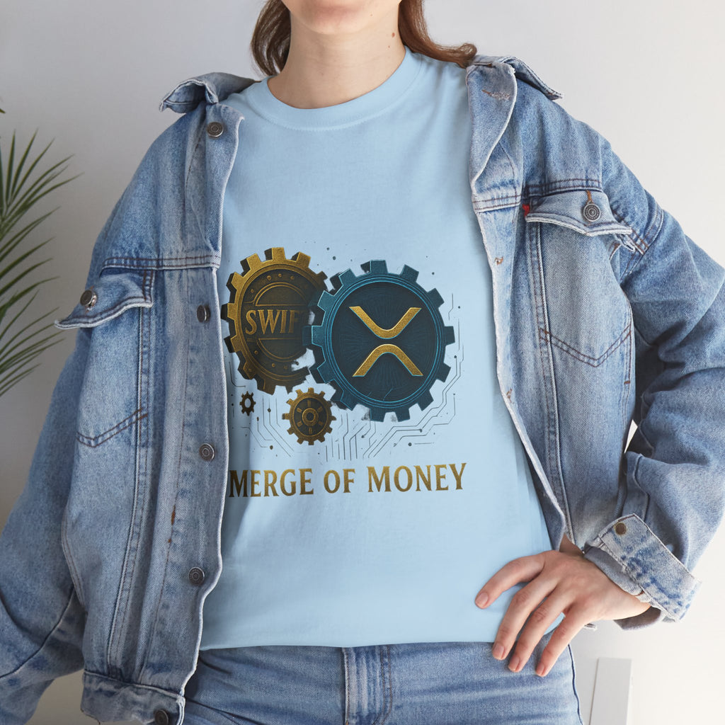 Merge of Money Tee - Cryptocurrency Gears XRP & SWI Crypto T-Shirt