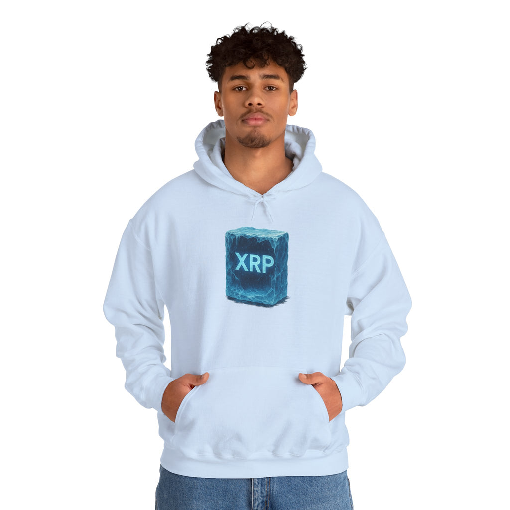 XRP Frozen Cube Hoodie — Crypto Ice Block Sweater for XRP Fans