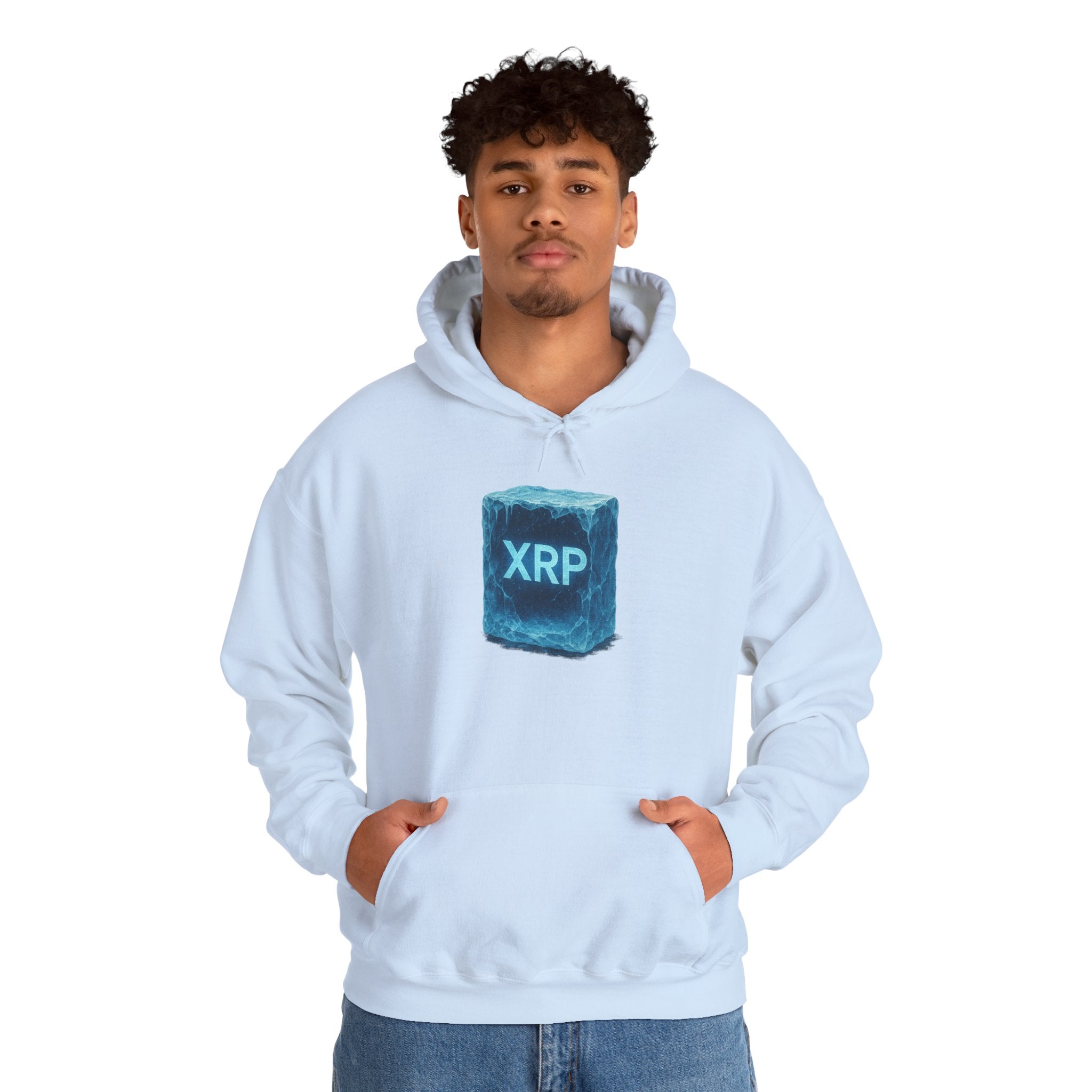 XRP Frozen Cube Hoodie — Crypto Ice Block Sweater for XRP Fans