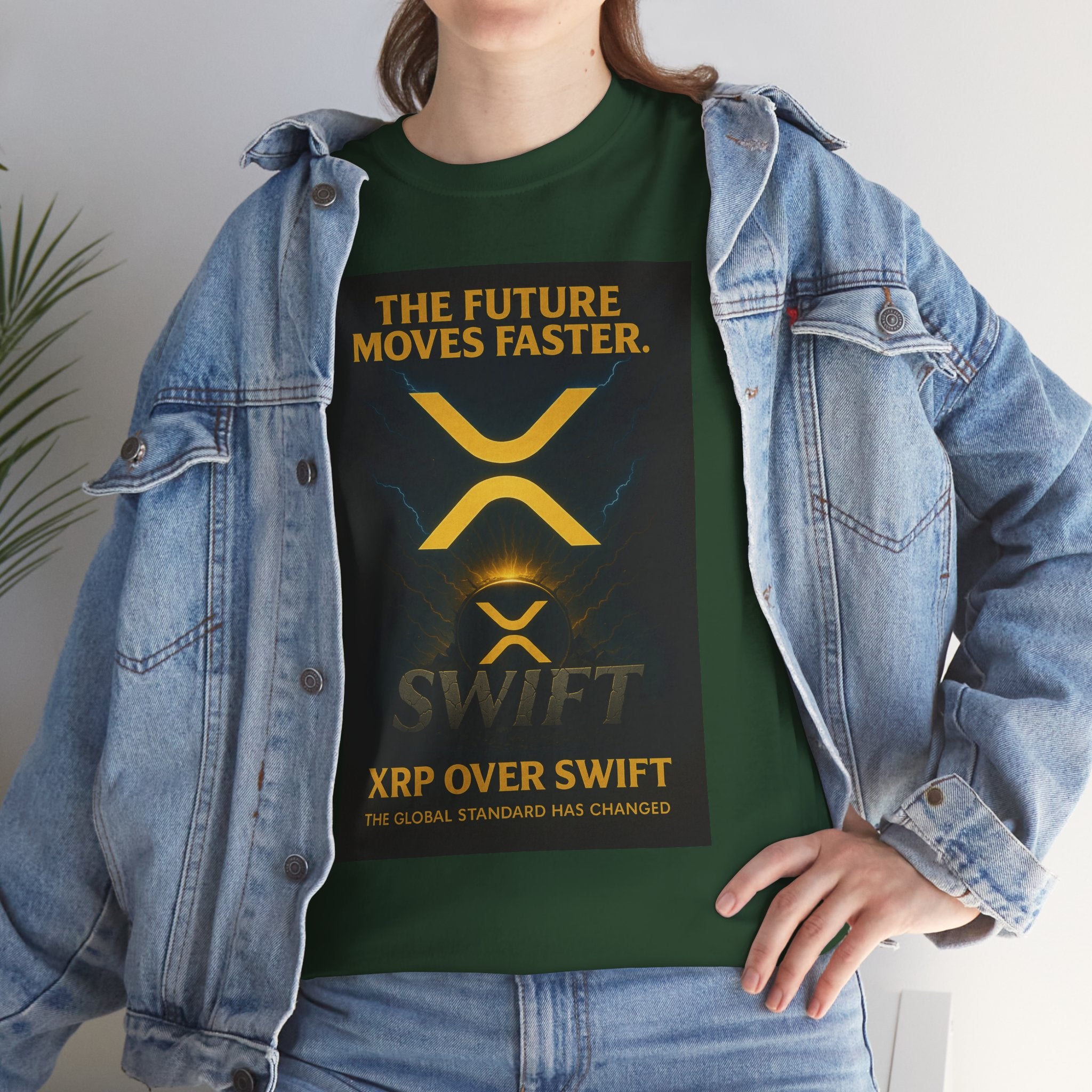 XRP Swift Crypto T-Shirt — “The Future Moves Faster” XRP Over Swift Tee