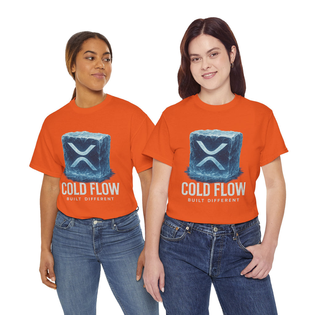 Cold Flow Ripple Logo T‑Shirt — 'Cold Flow: Built Different' Ice Cube Design