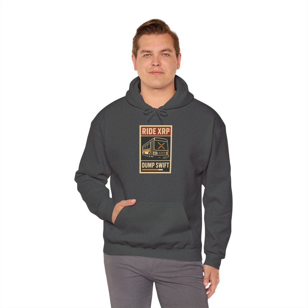XRP Crypto Hoodie — "Ride XRP, Dump Swift" Retro Badge